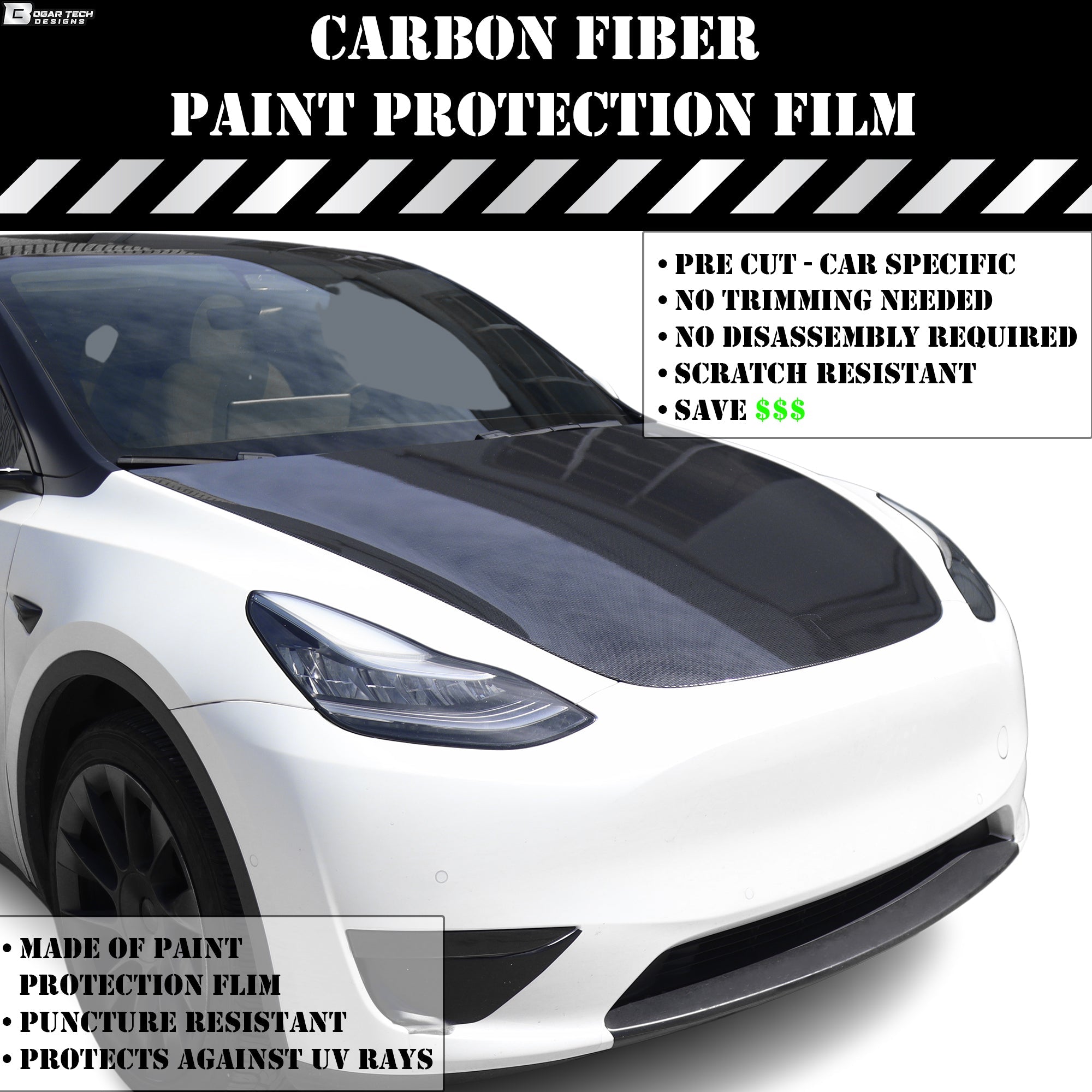 Fits Toyota Camry 2018-2024 Precut Premium Gloss Black Carbon Fiber Fender Paint Protection Film PPF Decal Film Kit