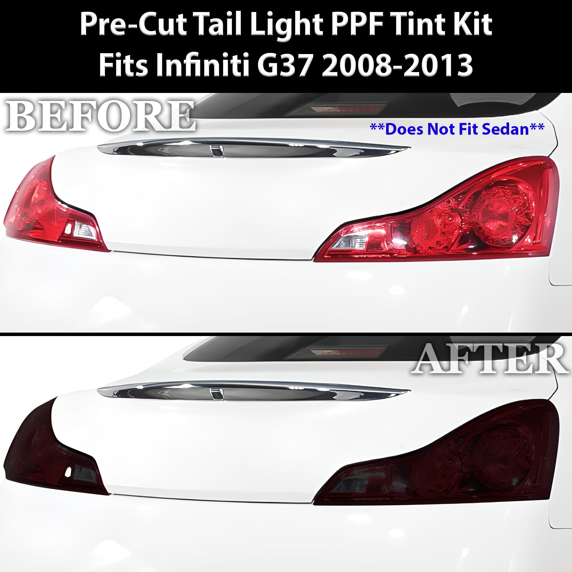 Full Headlight Taillight Precut Smoked PPF Tint Kit Film Overlay Fits Infiniti G37 2008-2013 - 0