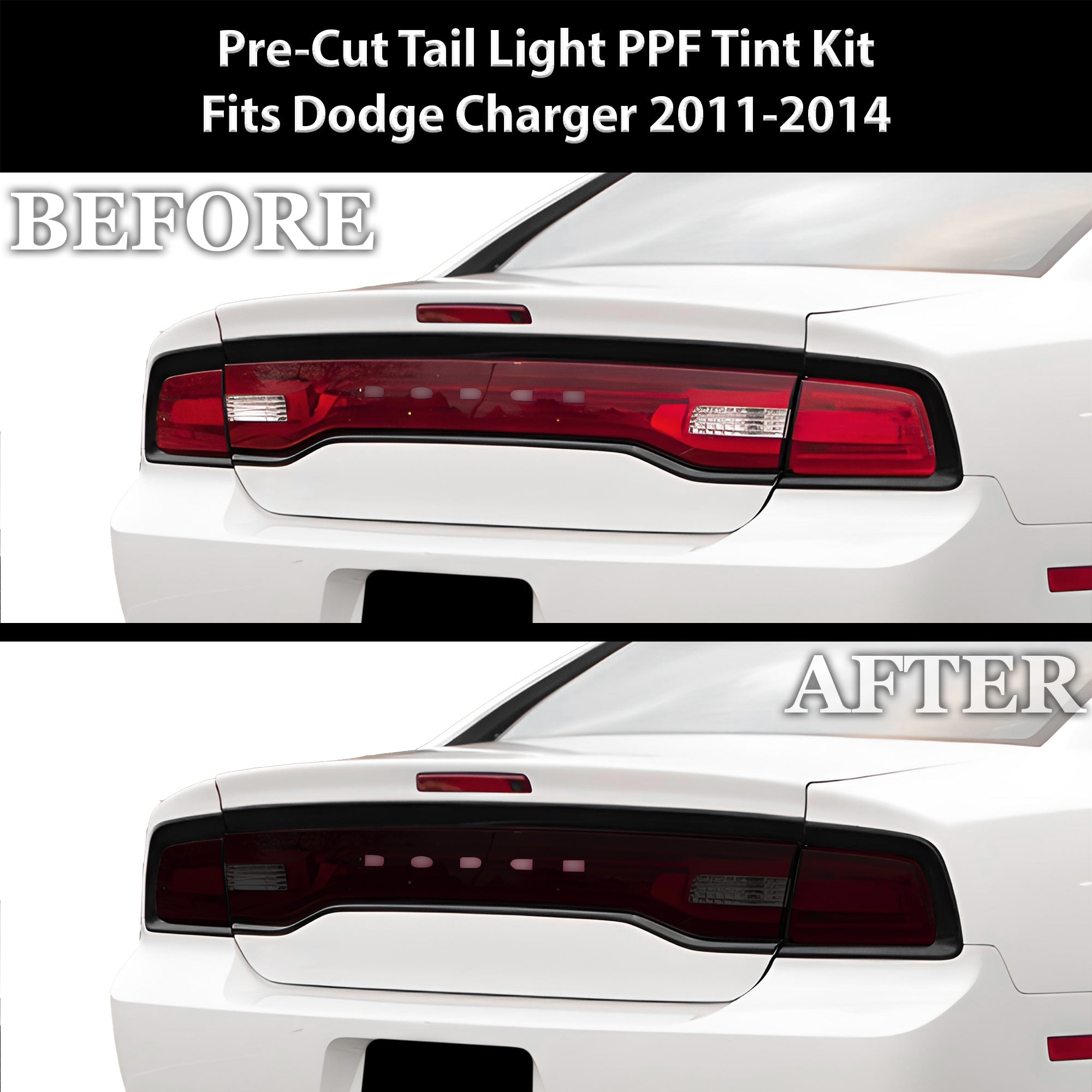 Full Headlight Taillight Precut Smoked PPF Tint Kit Film Overlay Fits Dodge Charger 2011-2014 - 0