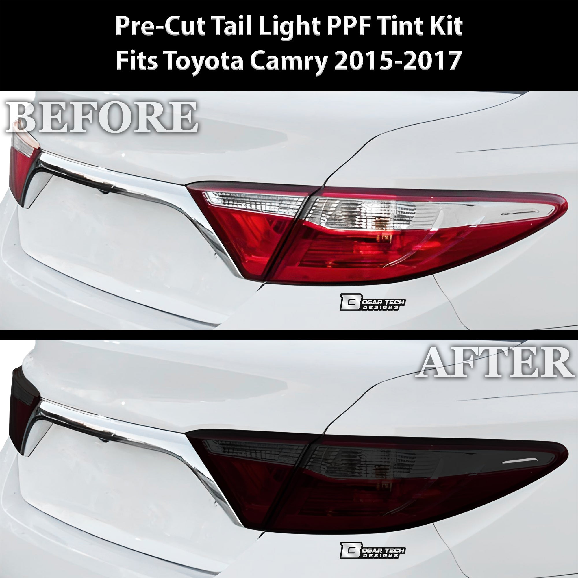 Full Headlight Taillight Precut Smoked PPF Tint Kit Film Overlay Fits Toyota Camry 2015-2017 - 0