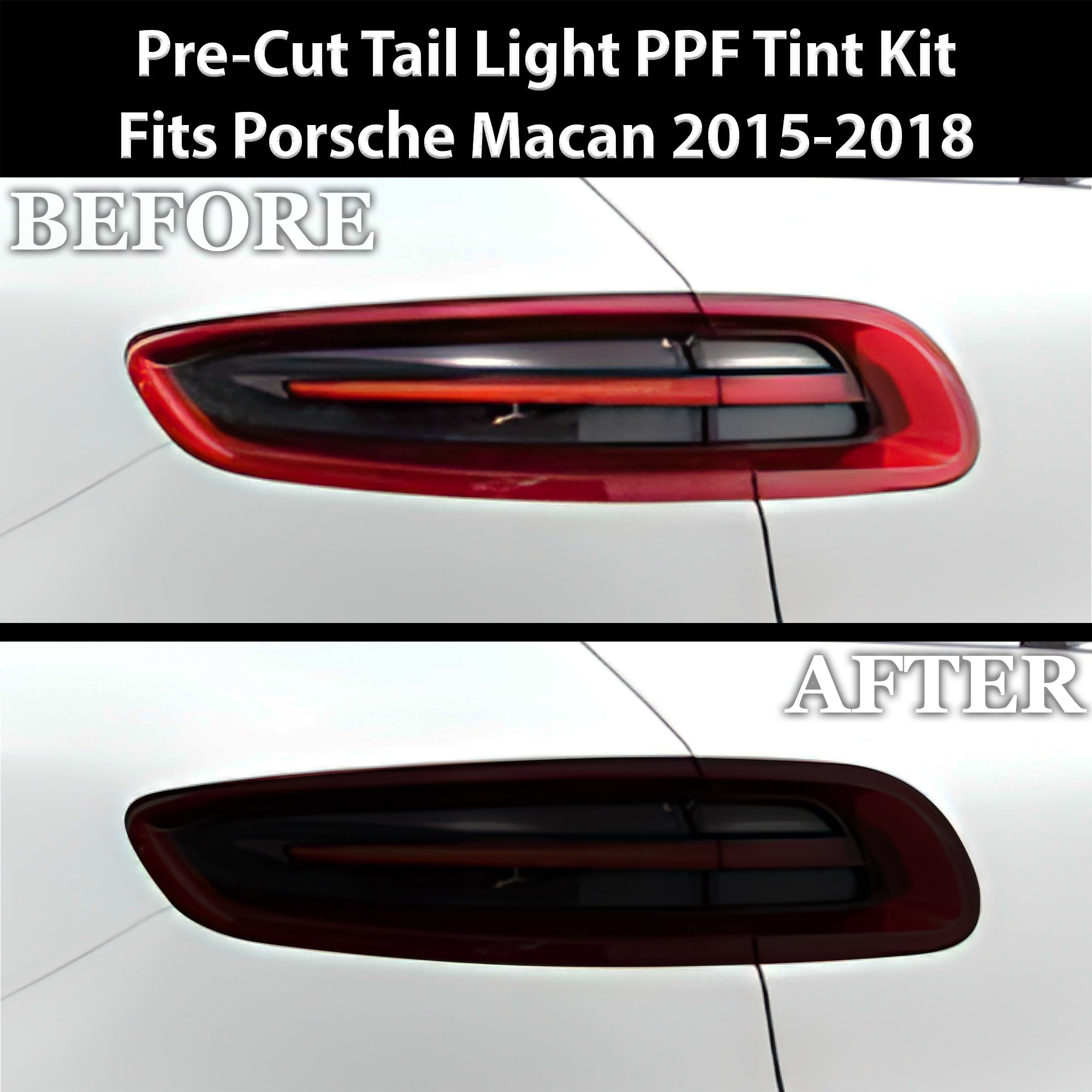 Full Headlight Taillight Precut Smoked PPF Tint Kit Film Overlay Fits Porsche Macan 2015-2018 - 0