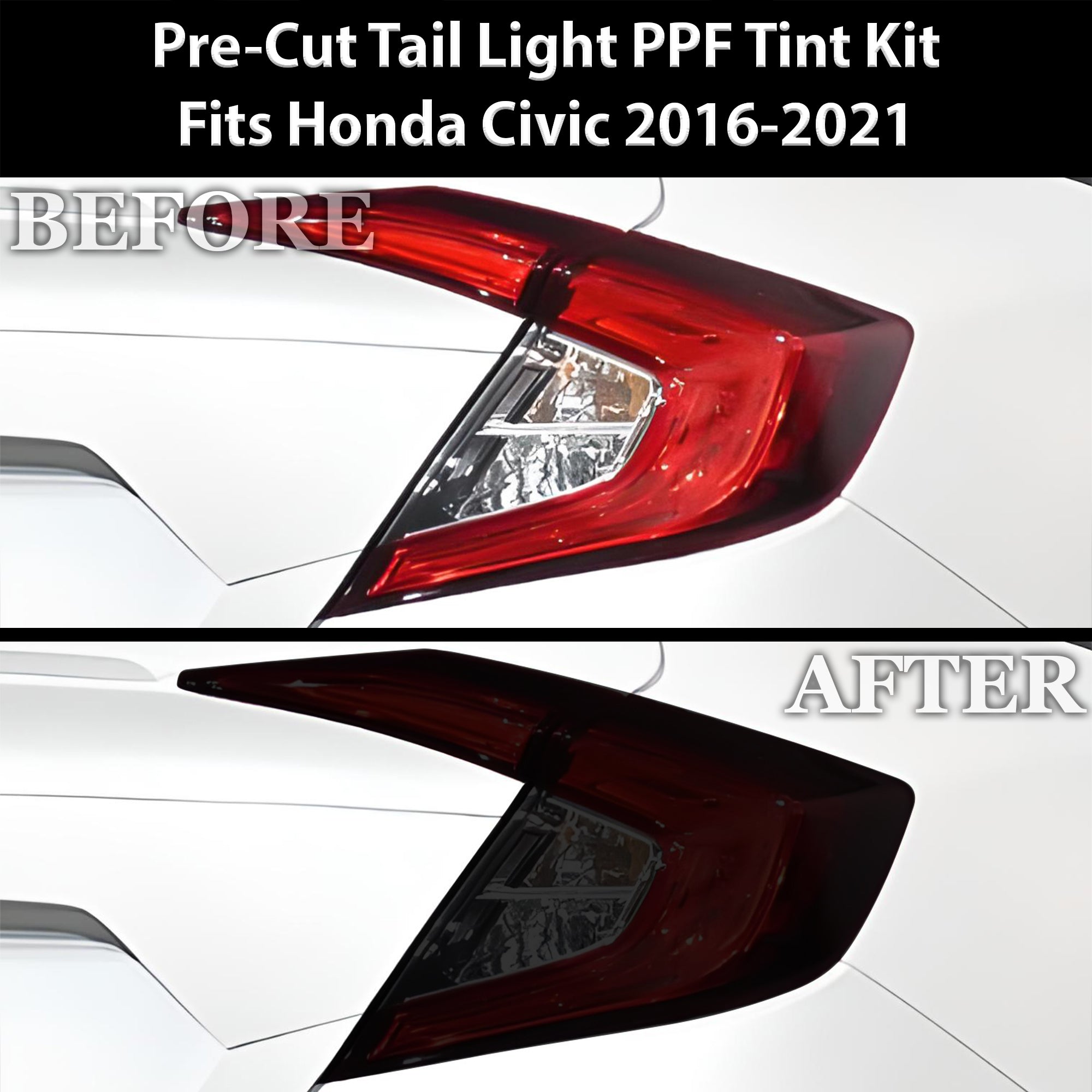 Full Headlight Taillight Precut Smoked PPF Tint Kit Film Overlay Fits Honda Civic 2016-2021 - 0