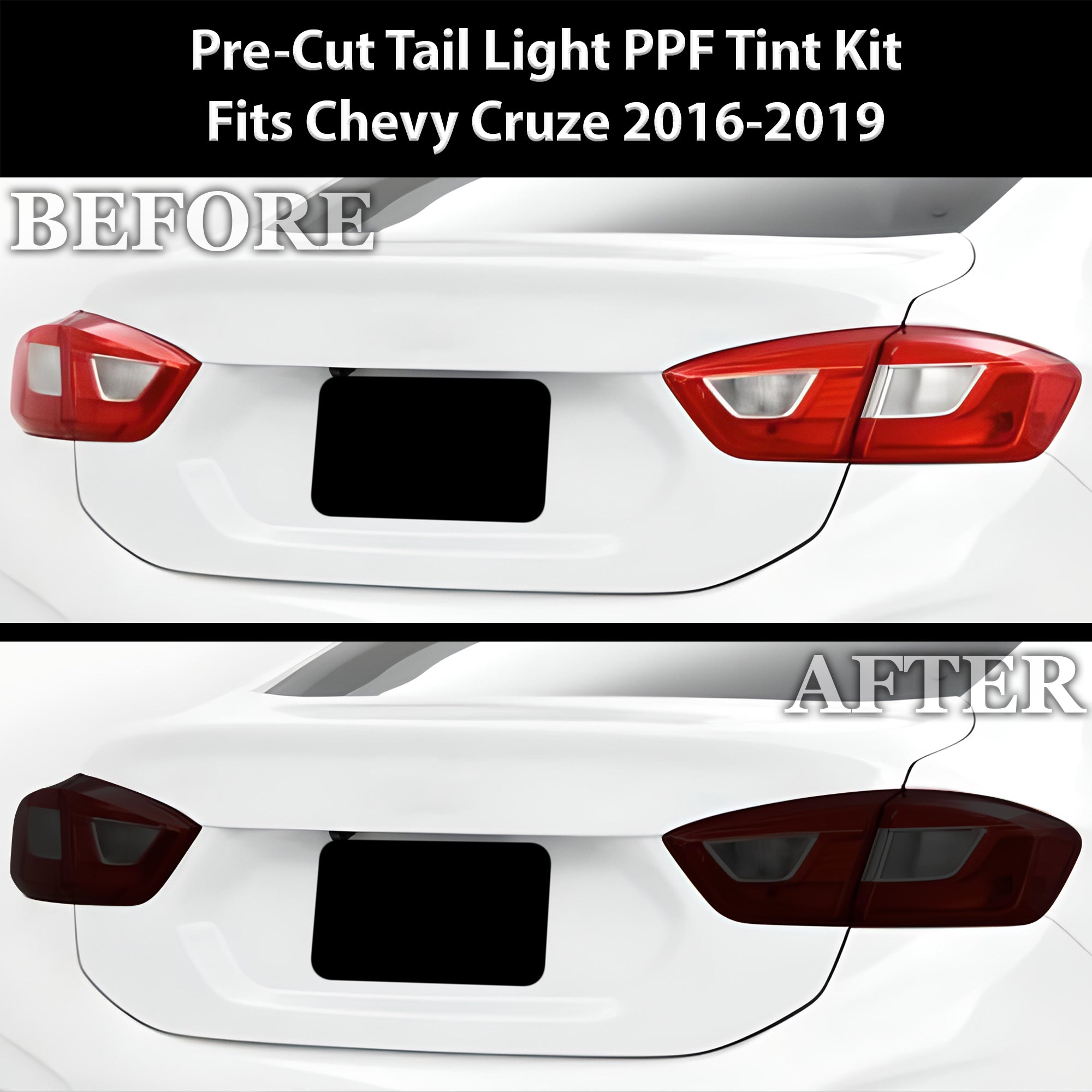 Full Headlight Taillight Precut Smoked PPF Tint Kit Film Overlay Fits Chevrolet Cruze 2016-2019 - 0