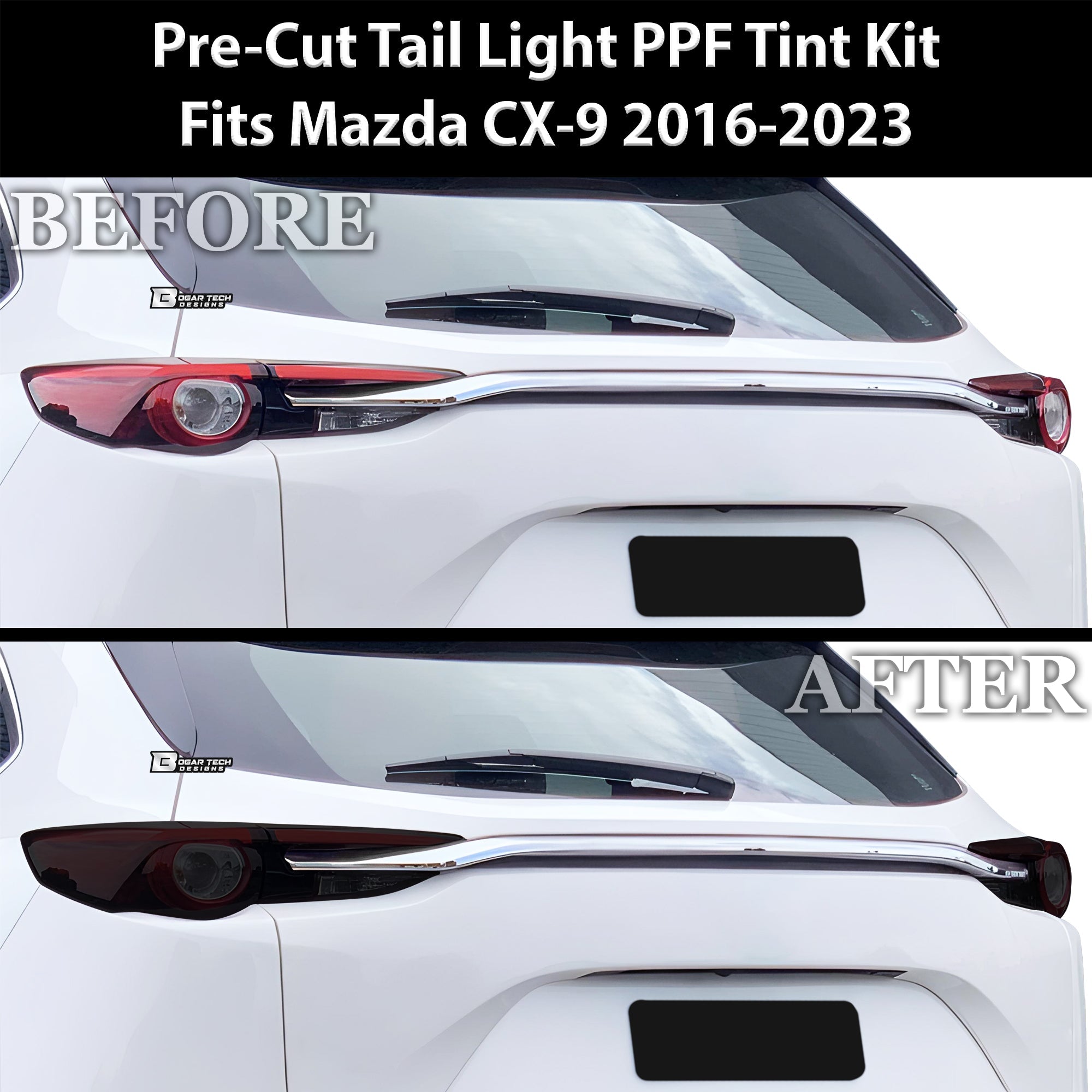 Full Headlight Taillight Precut Smoked PPF Tint Kit Film Overlay Fits Mazda CX-9 2016-2023 - 0