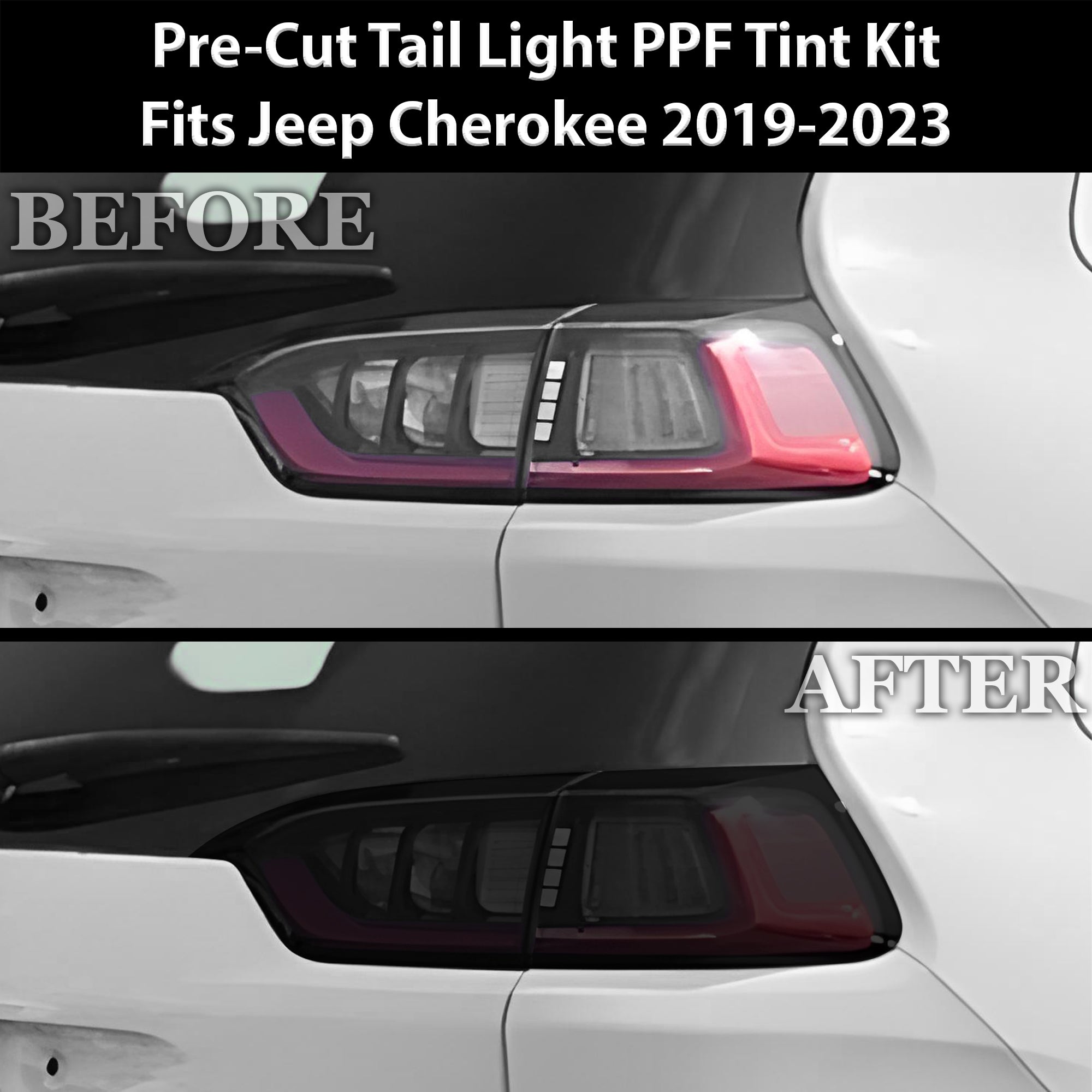 Full Headlight Taillight Precut Smoked PPF Tint Kit Film Overlay Fits Jeep Cherokee 2019-2023 - 0