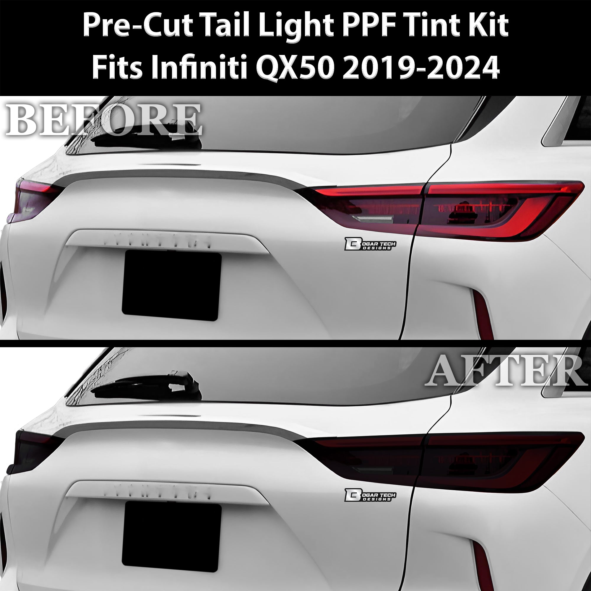 Full Headlight Taillight Precut Smoked PPF Tint Kit Film Overlay Fits Infiniti QX50 2019-2025 - 0