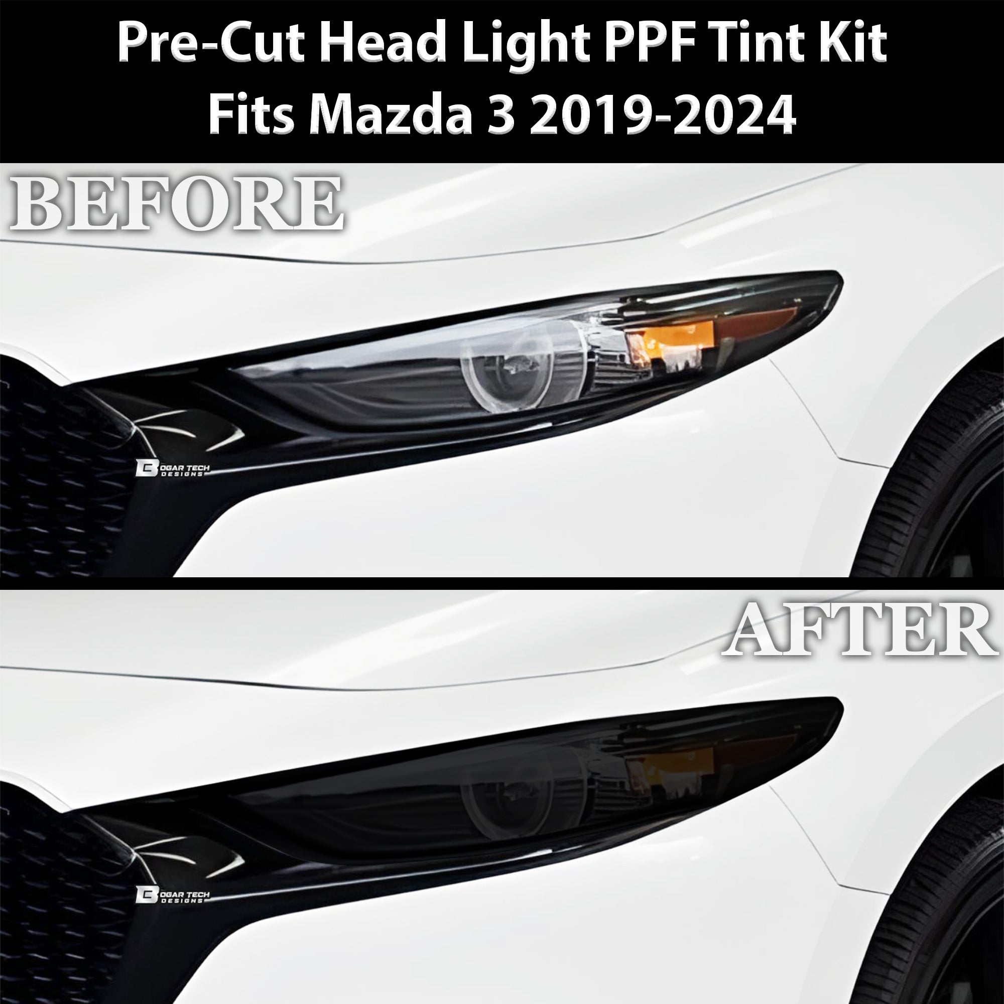 Full Headlight Taillight Precut Smoked PPF Tint Kit Film Overlay Fits Mazda 3 2019-2025