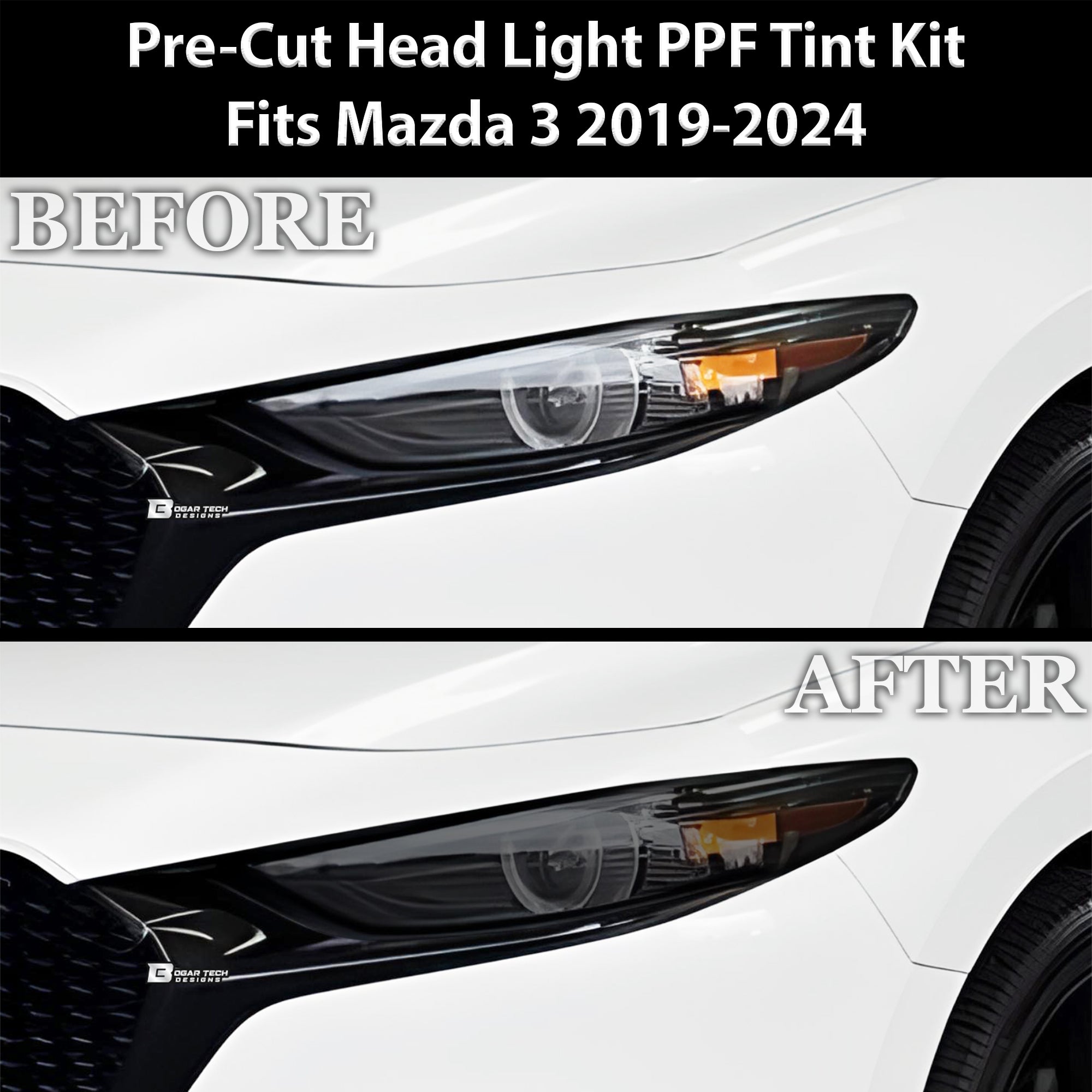 Full Headlight Taillight Precut Smoked PPF Tint Kit Film Overlay Fits Mazda 3 2019-2025