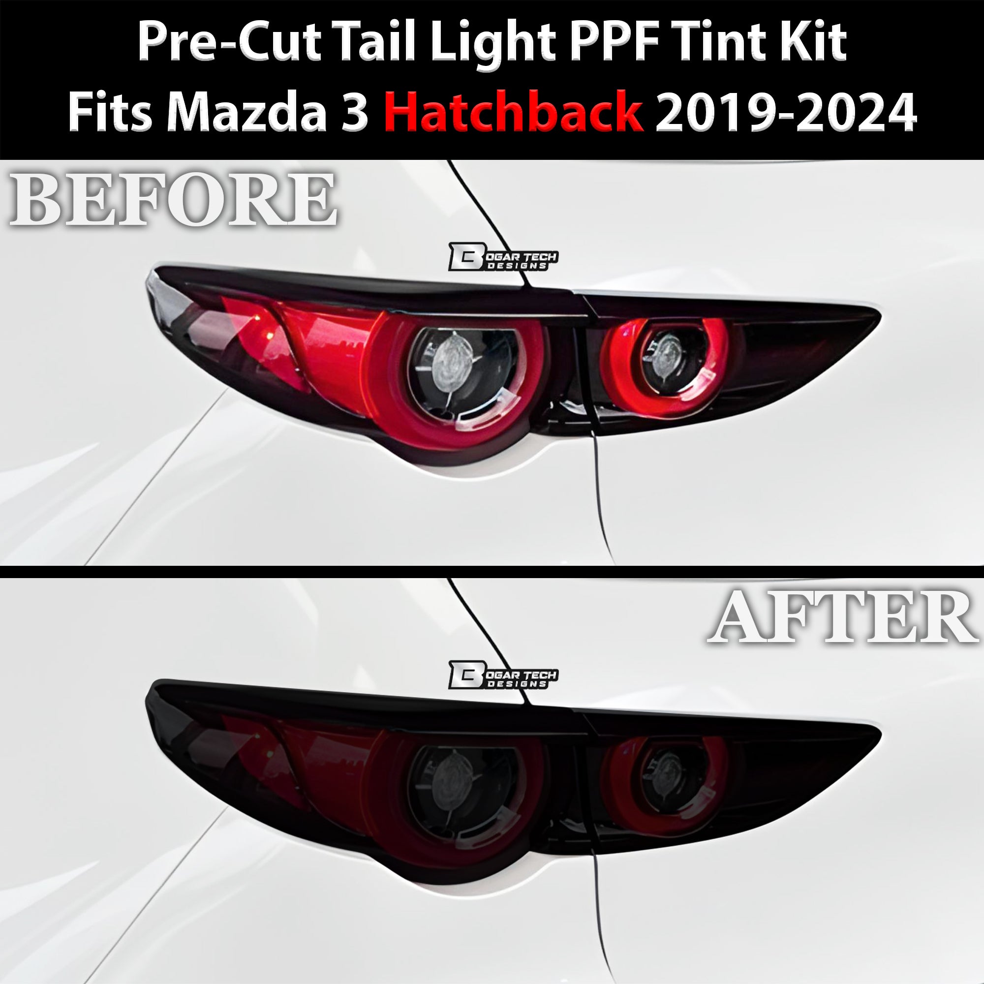 Full Headlight Taillight Precut Smoked PPF Tint Kit Film Overlay Fits Mazda 3 2019-2025