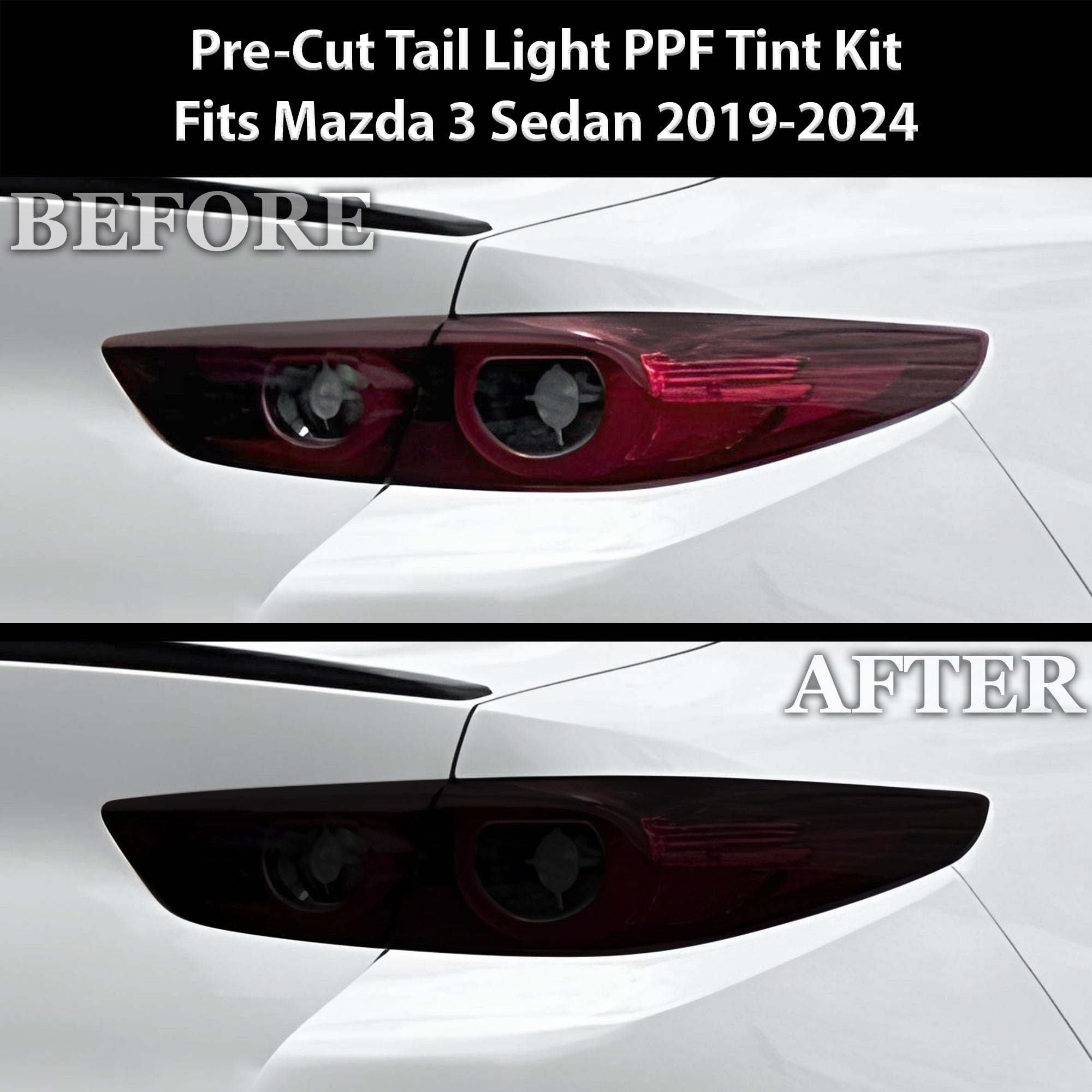Full Headlight Taillight Precut Smoked PPF Tint Kit Film Overlay Fits Mazda 3 2019-2025