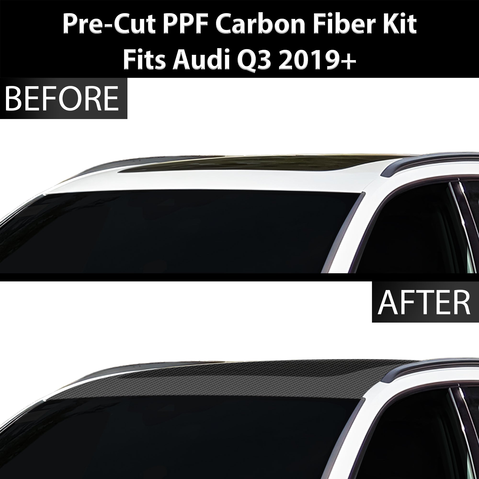 Fits Audi Q3 2019+ Precut Premium Gloss Black Carbon Fiber Roof Paint Protection Film PPF Decal Film Kit Cover - 0