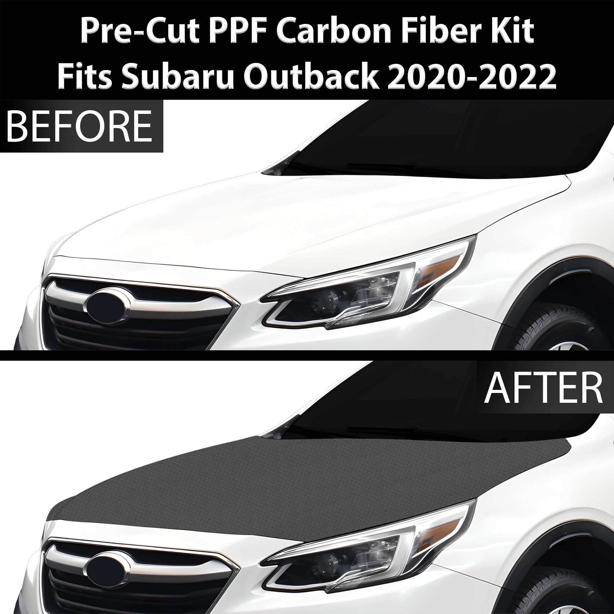 Fits Subaru Outback 2020+ Precut Premium Gloss Black Carbon Fiber Hood Paint Protection Film PPF Decal Film Kit - 0