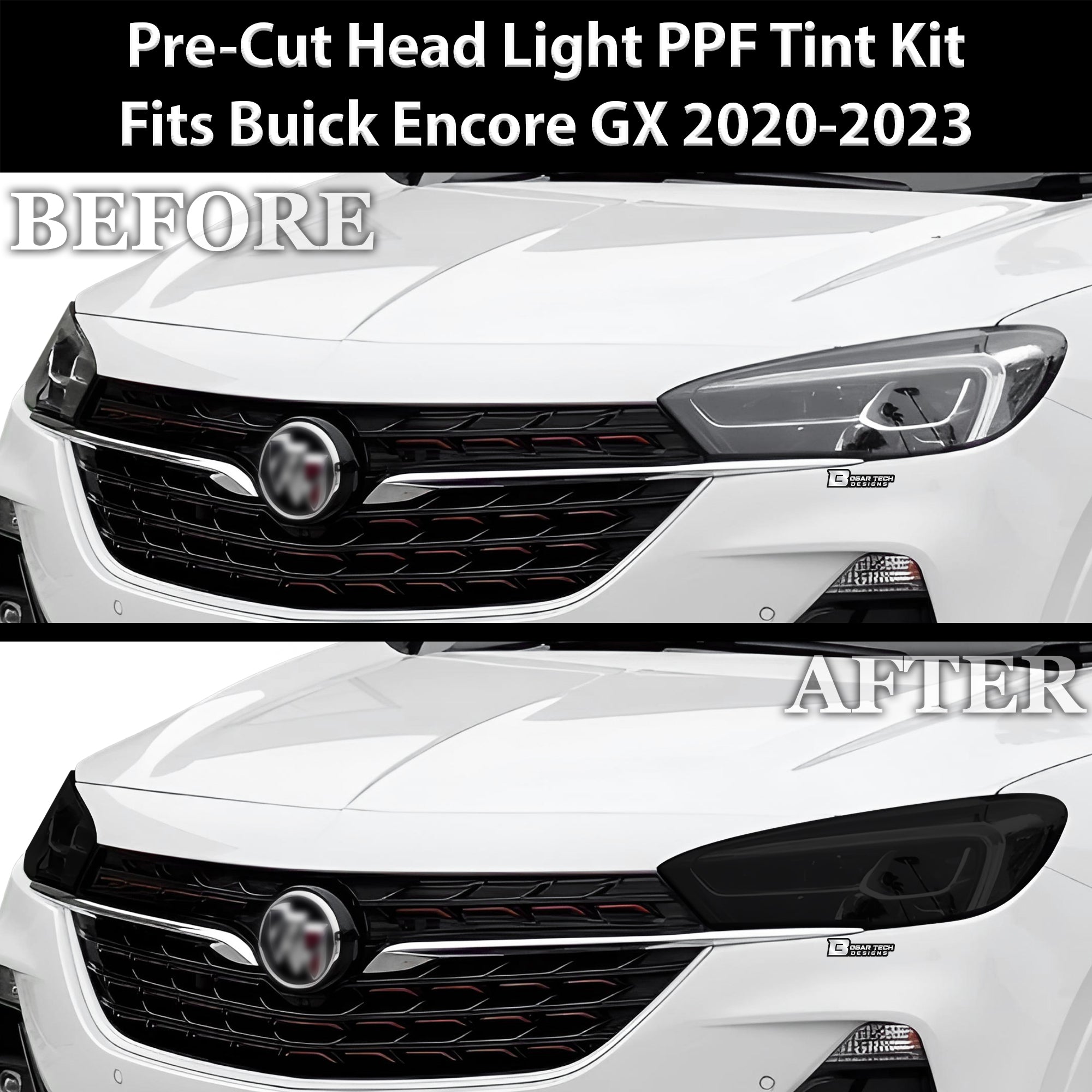 Full Headlight Taillight Precut Smoked PPF Tint Kit Film Overlay Fits Buick Encore GX 2020-2023