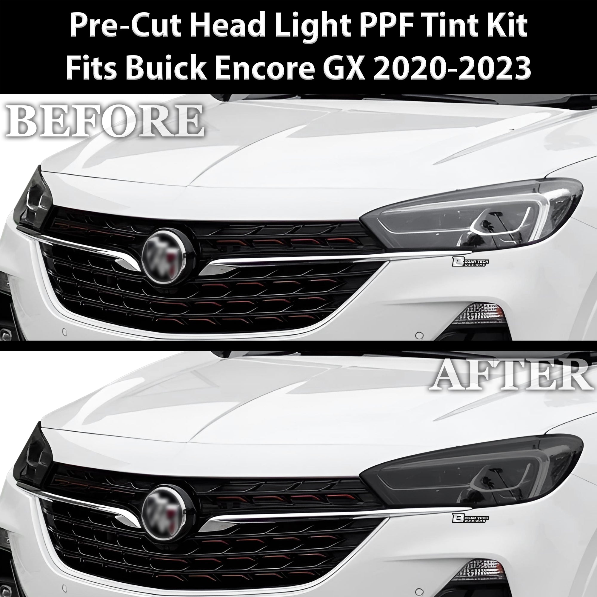 Full Headlight Taillight Precut Smoked PPF Tint Kit Film Overlay Fits Buick Encore GX 2020-2023