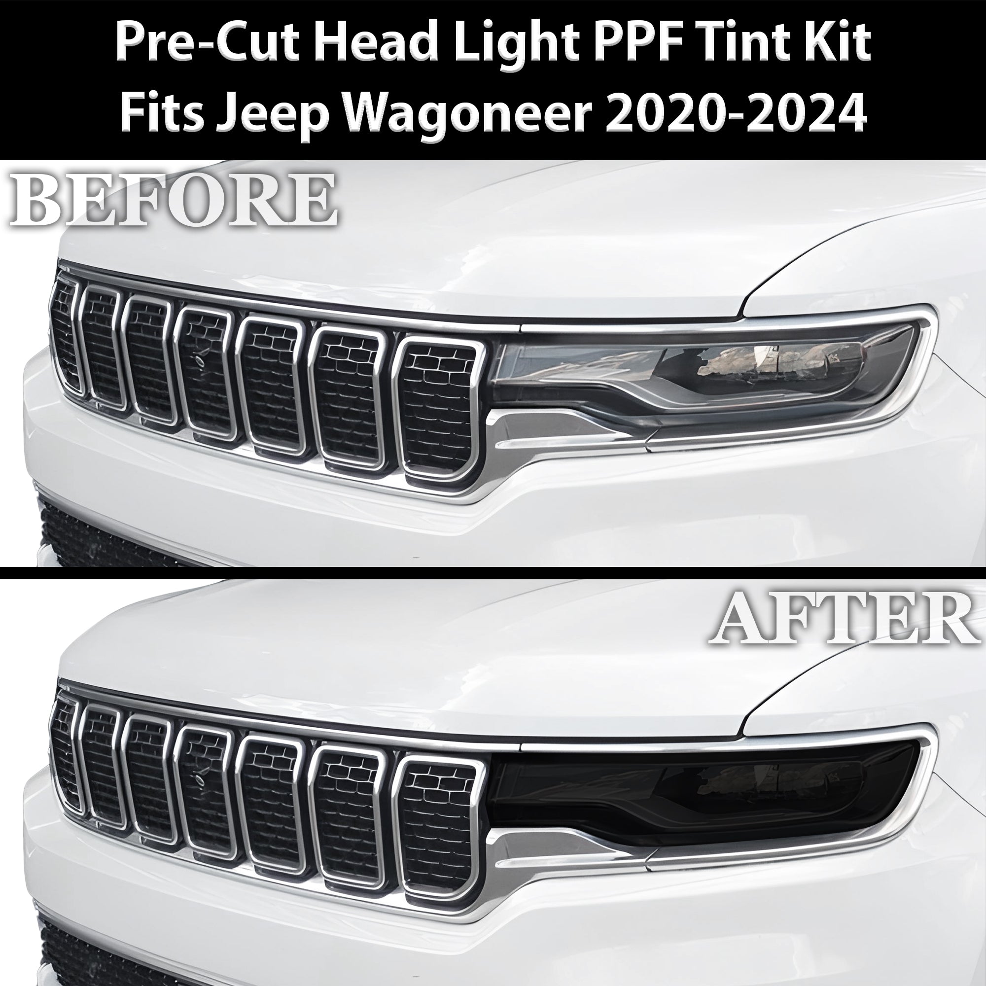 Full Headlight Taillight Precut Smoked PPF Tint Kit Overlay Film Fits Jeep Wagoneer 2020-2025