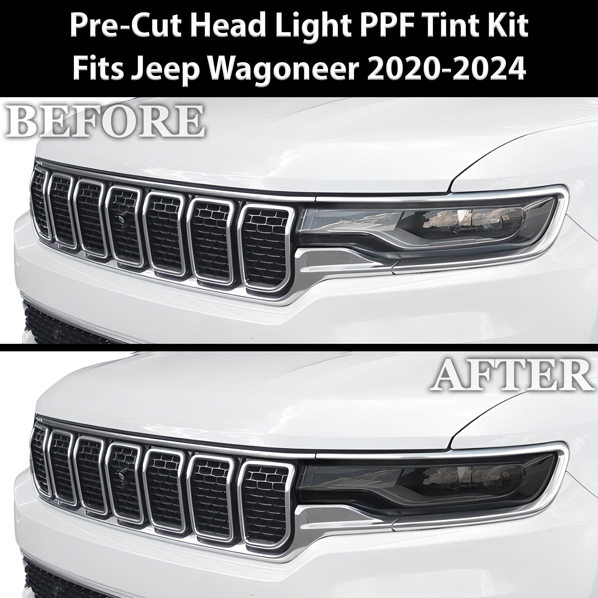 Full Headlight Taillight Precut Smoked PPF Tint Kit Overlay Film Fits Jeep Wagoneer 2020-2025