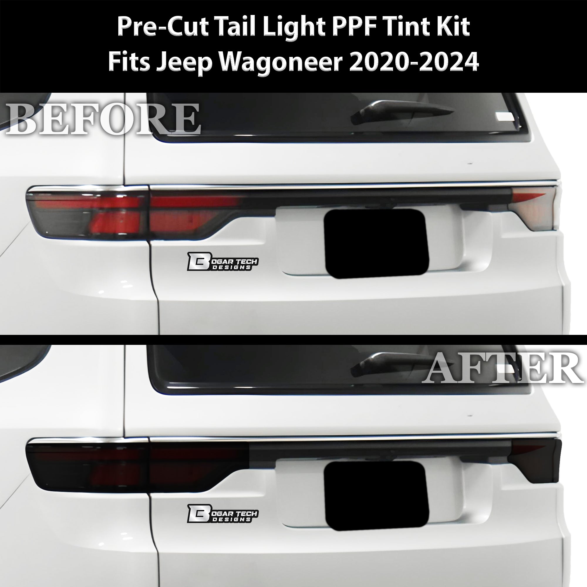 Full Headlight Taillight Precut Smoked PPF Tint Kit Overlay Film Fits Jeep Wagoneer 2020-2025 - 0