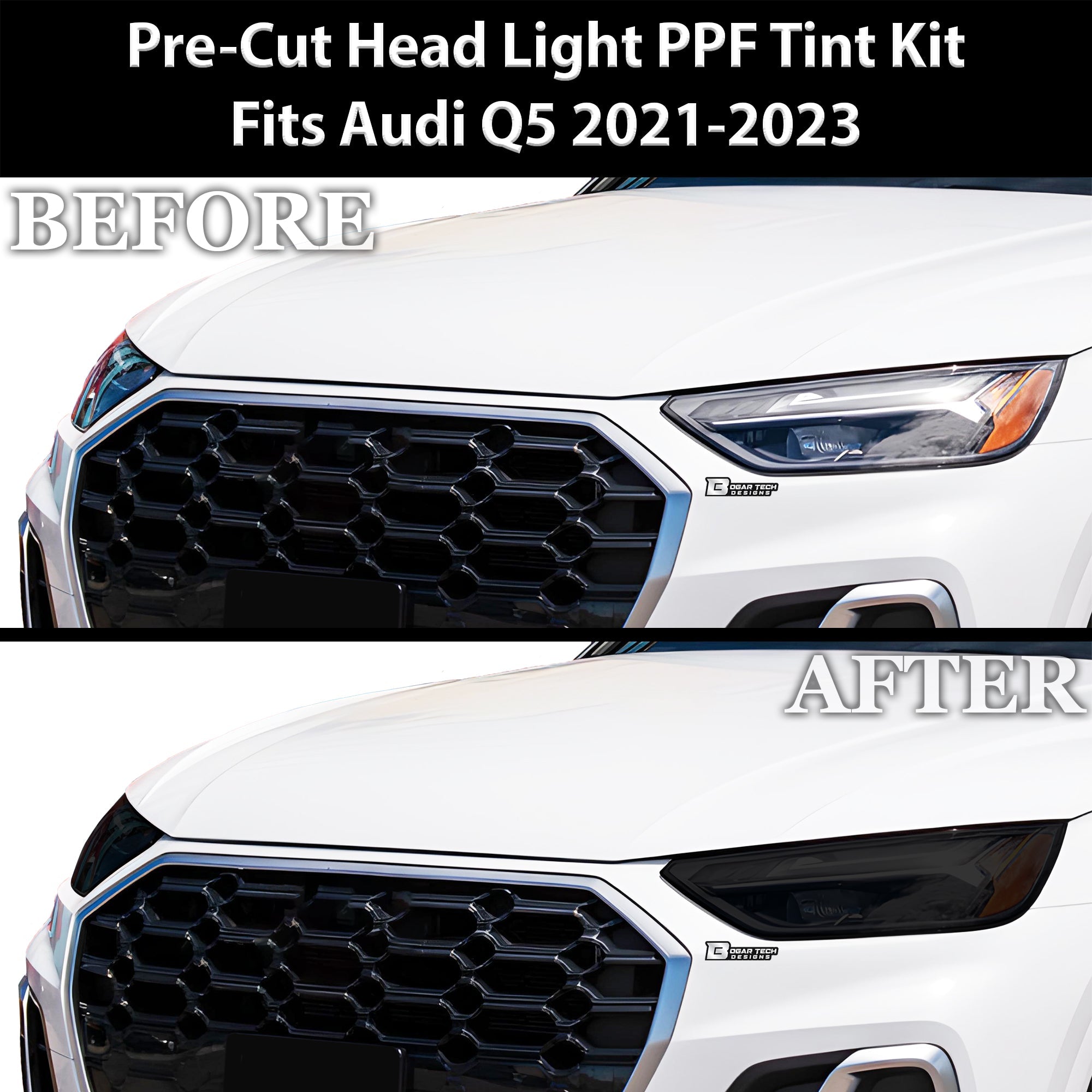 Full Headlight Taillight Precut Smoked PPF Tint Kit Overlay Film Fits Audi Q5 2021-2025