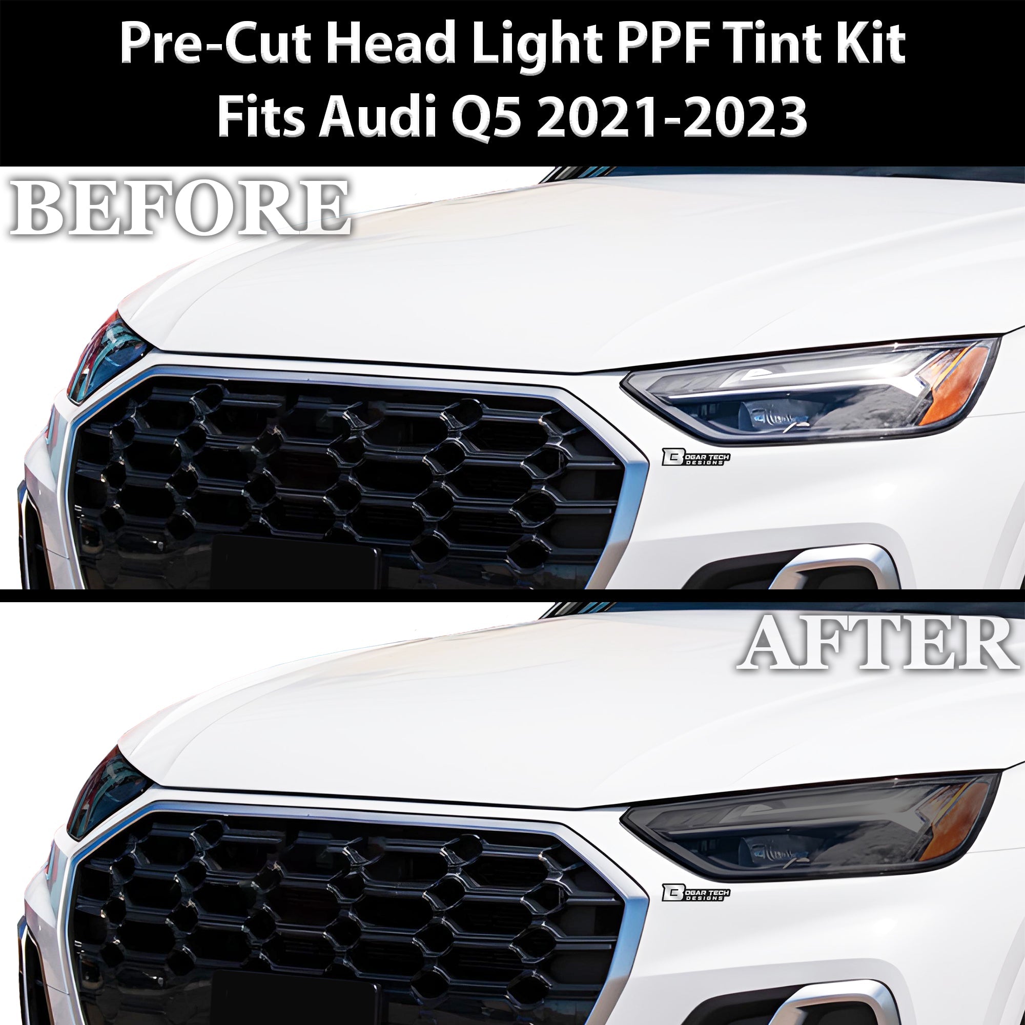 Full Headlight Taillight Precut Smoked PPF Tint Kit Overlay Film Fits Audi Q5 2021-2025