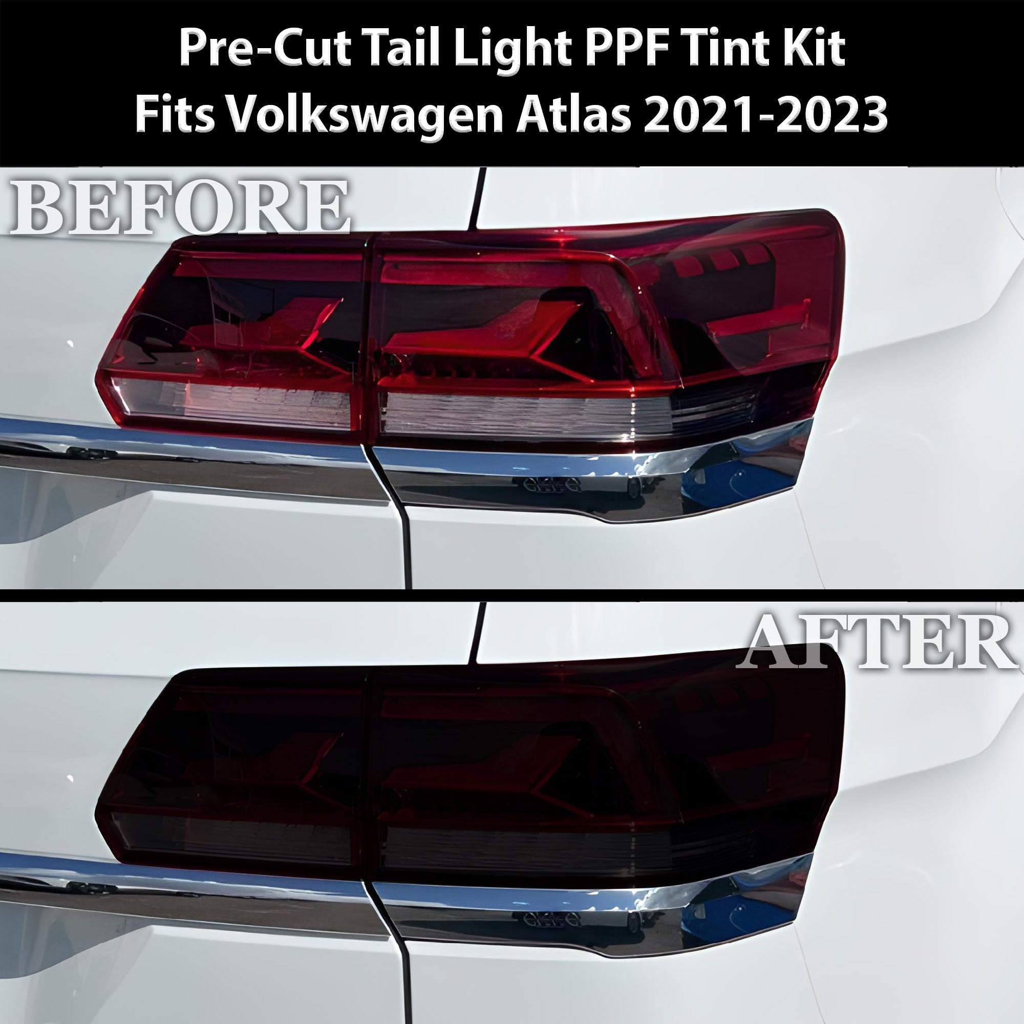 Full Headlight Taillight Precut Smoked PPF Tint Kit Film Overlay Film Fits Volkswagen Atlas 2021-2023 - 0