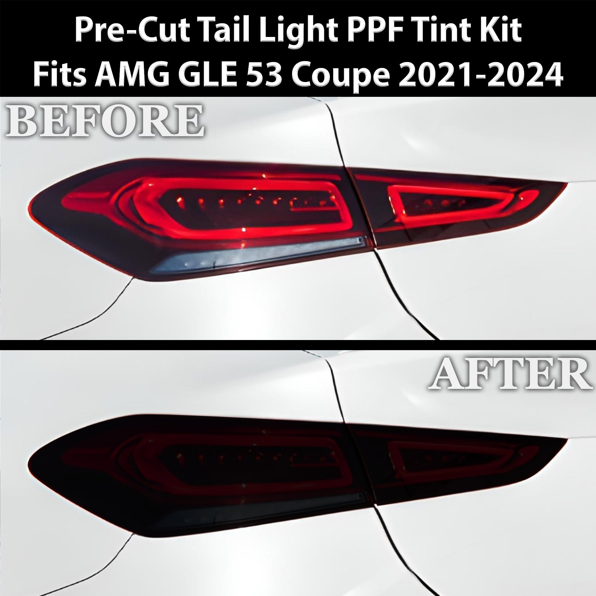 Full Headlight Taillight Precut Smoked PPF Tint Kit Film Overlay Fits Mercedes Benz GLE Coupe 2021-2024 - 0