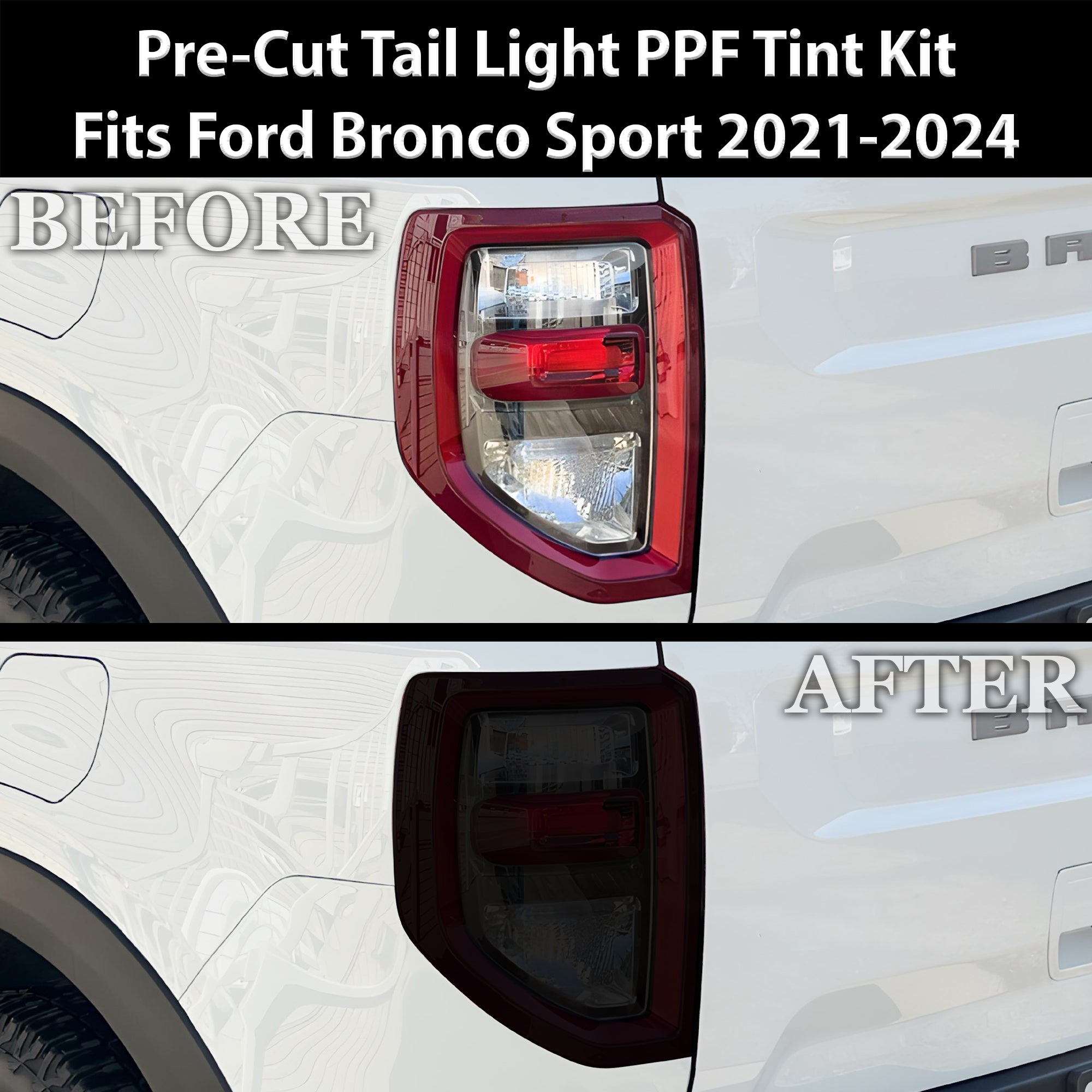 Full Headlight Taillight Precut Smoked PPF Tint Kit Film Overlay Fits Ford Bronco Sport 2021-2025 - 0