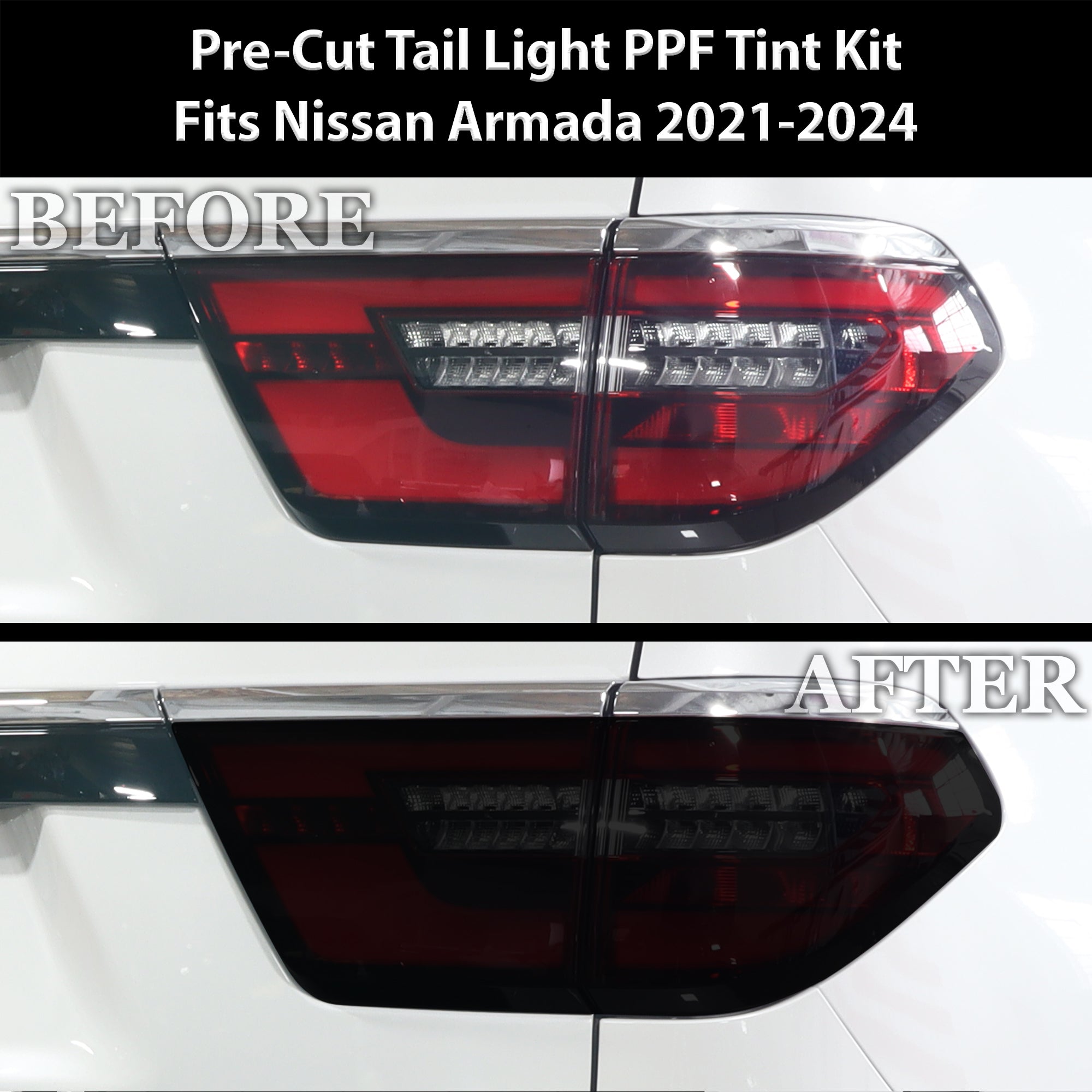 Full Headlight Taillight Precut Smoked PPF Tint Kit Film Overlay Fits Nissan Armada 2021-2024 - 0
