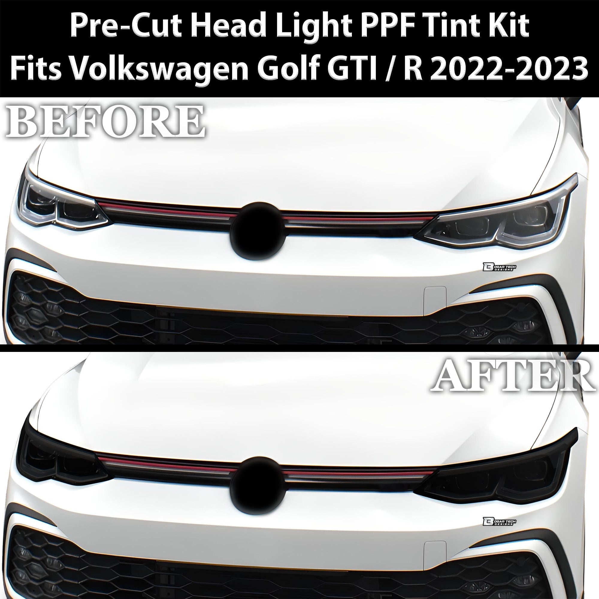 Full Headlight Taillight Precut Smoked PPF Tint Kit Overlay Film Fits Volkswagen Golf 2022-2025