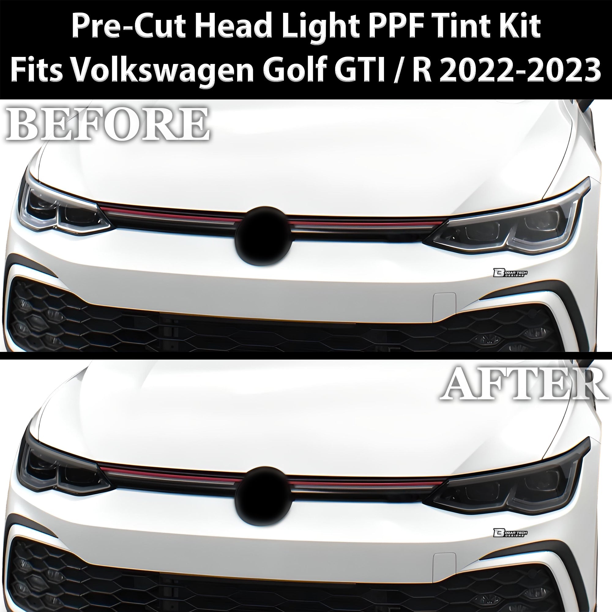 Full Headlight Taillight Precut Smoked PPF Tint Kit Overlay Film Fits Volkswagen Golf 2022-2025