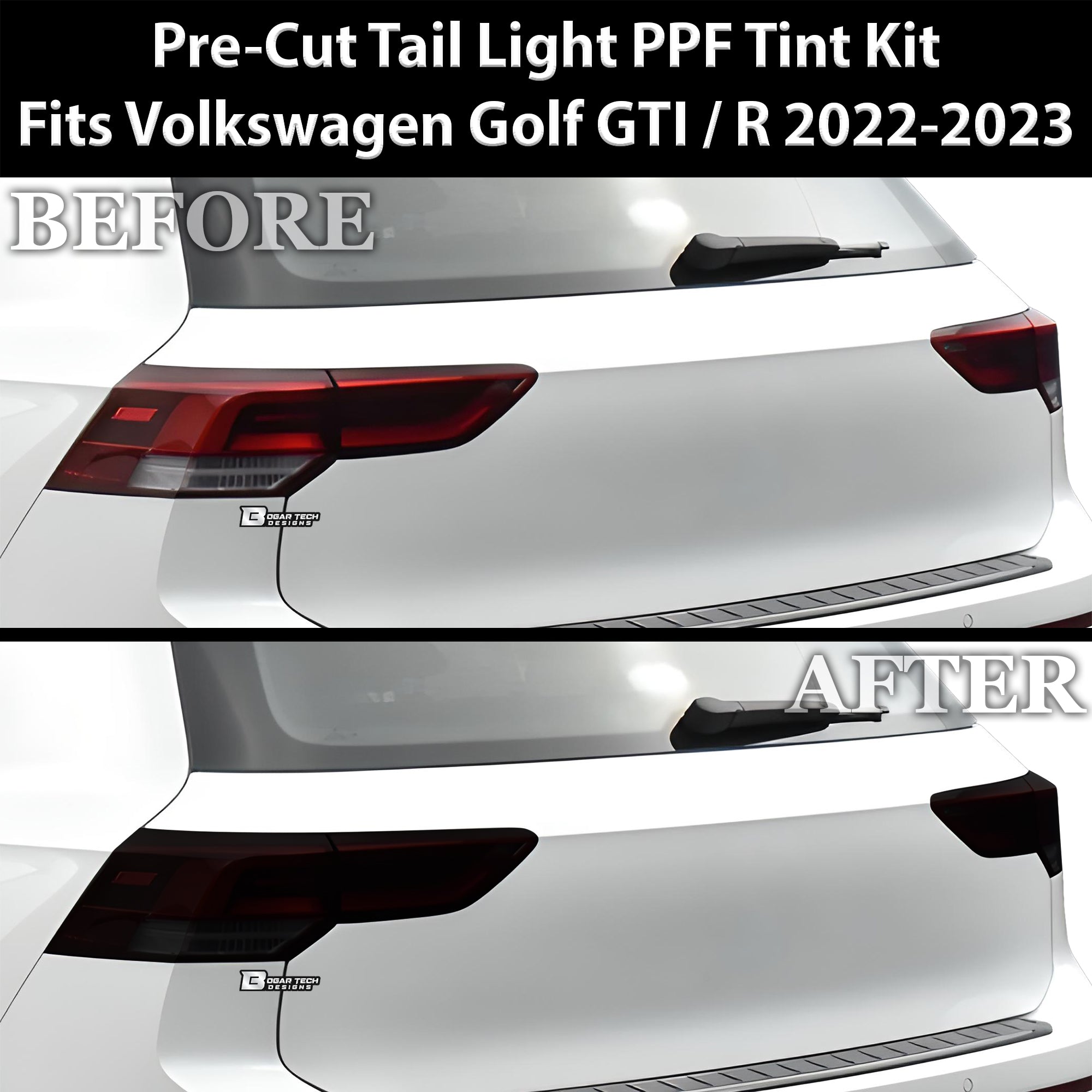 Full Headlight Taillight Precut Smoked PPF Tint Kit Overlay Film Fits Volkswagen Golf 2022-2025