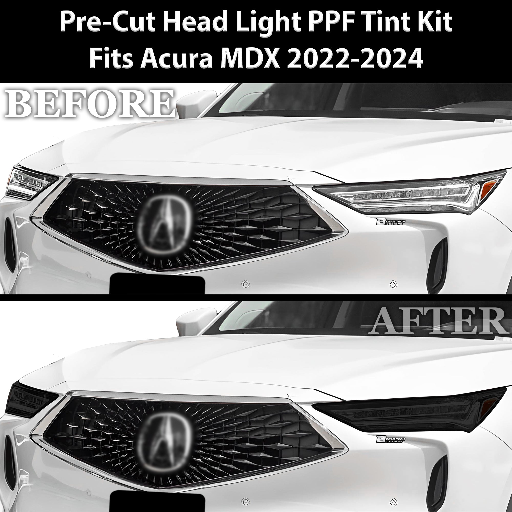 Full Headlight Taillight Precut Smoked PPF Tint Kit Film Overlay Fits Acura MDX 2022-2025 - 0