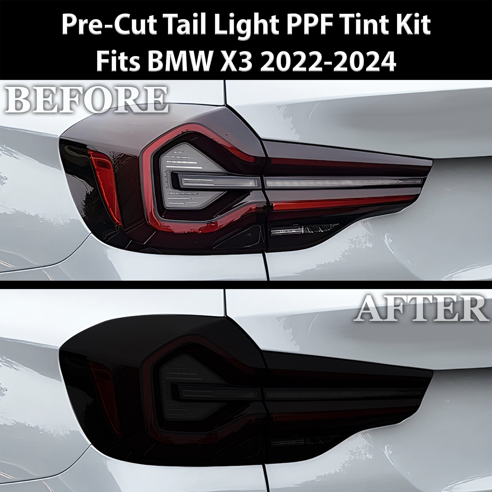 Full Headlight Taillight Precut Smoked PPF Tint Kit Film Overlay Fits BMW X3 2022-2024 - 0