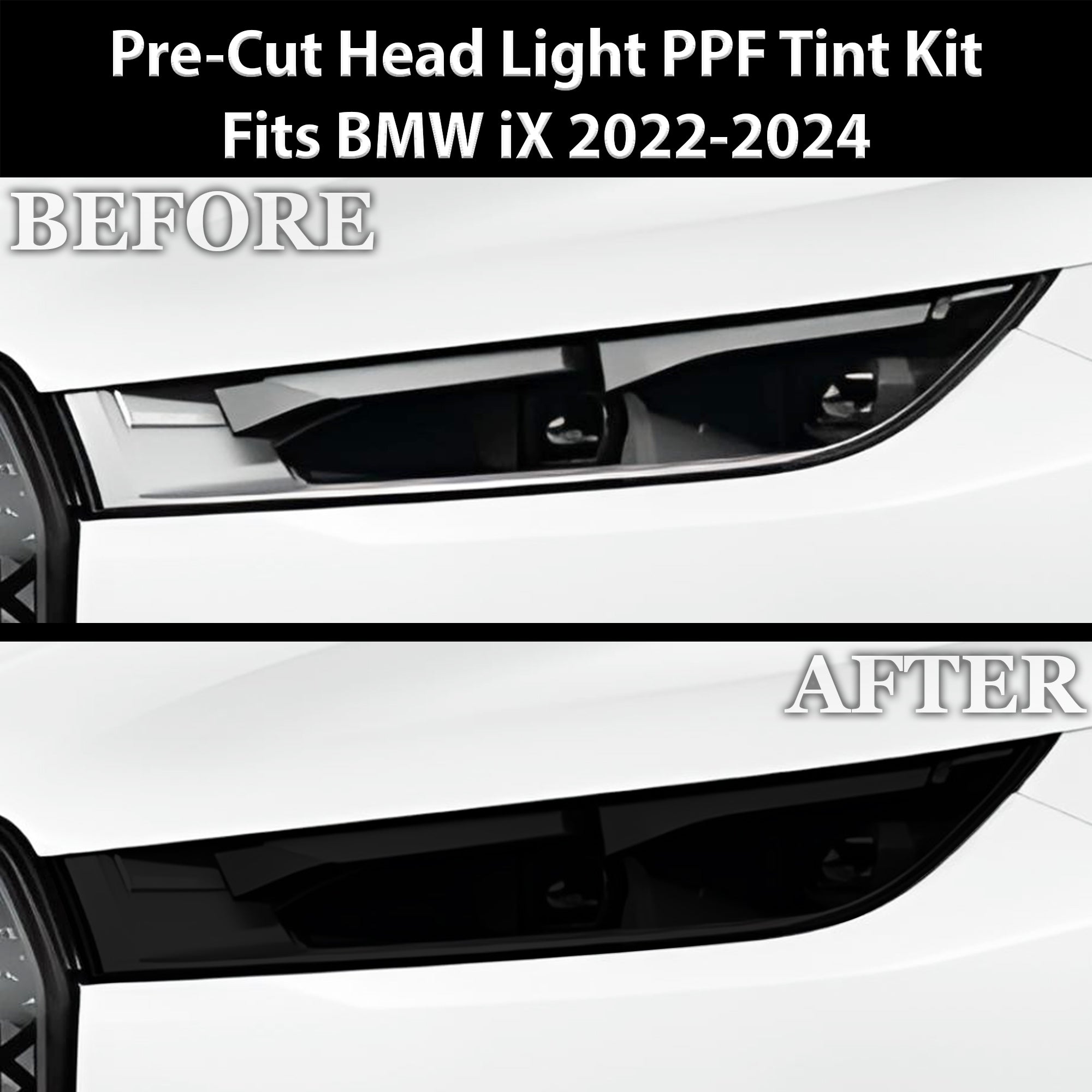 Full Headlight Taillight Precut Smoked PPF Tint Kit Film Overlay Fits BMW iX 2022-2024 - 0