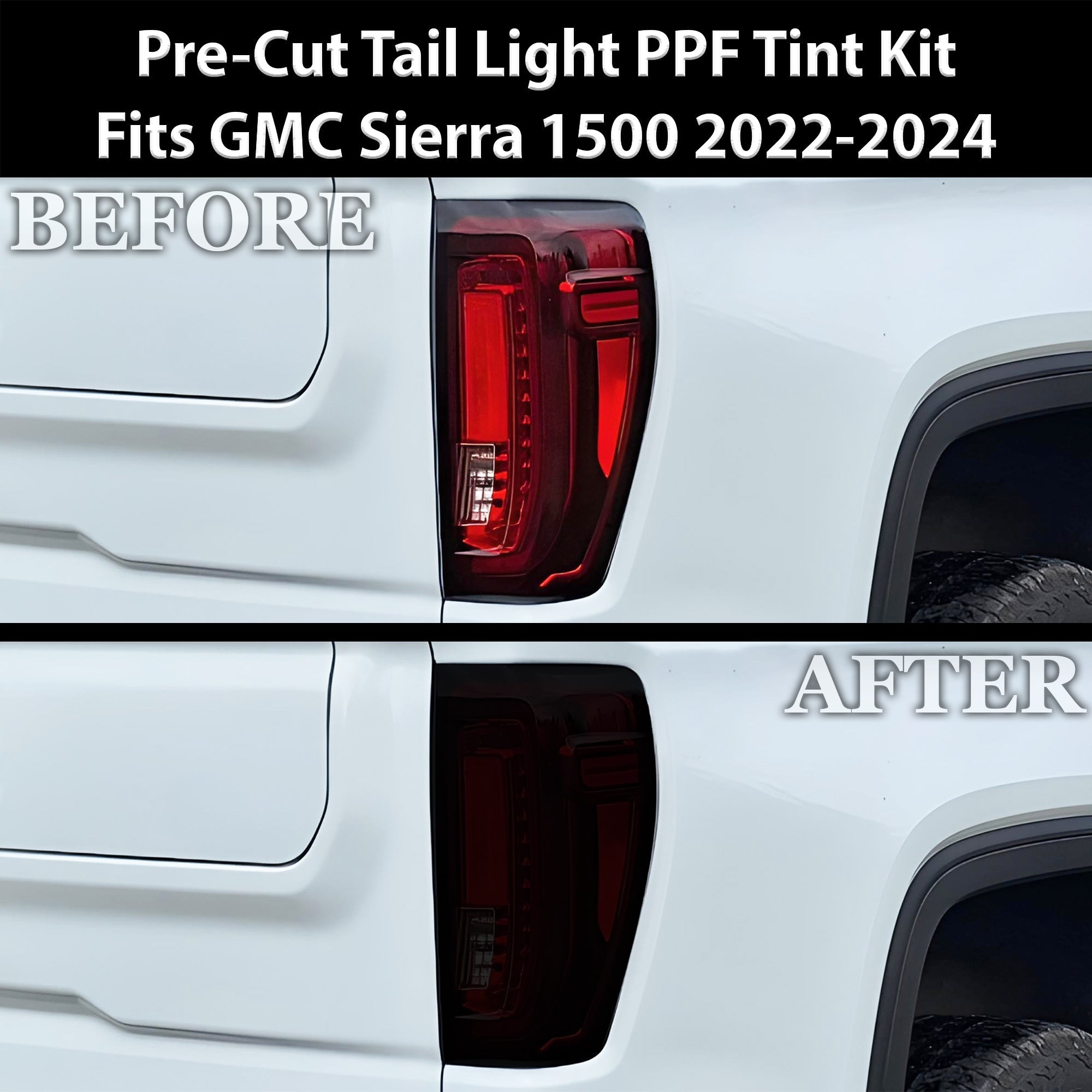 Full Headlight Taillight Precut Smoked PPF Tint Kit Film Overlay Fits GMC Sierra 2022-2025