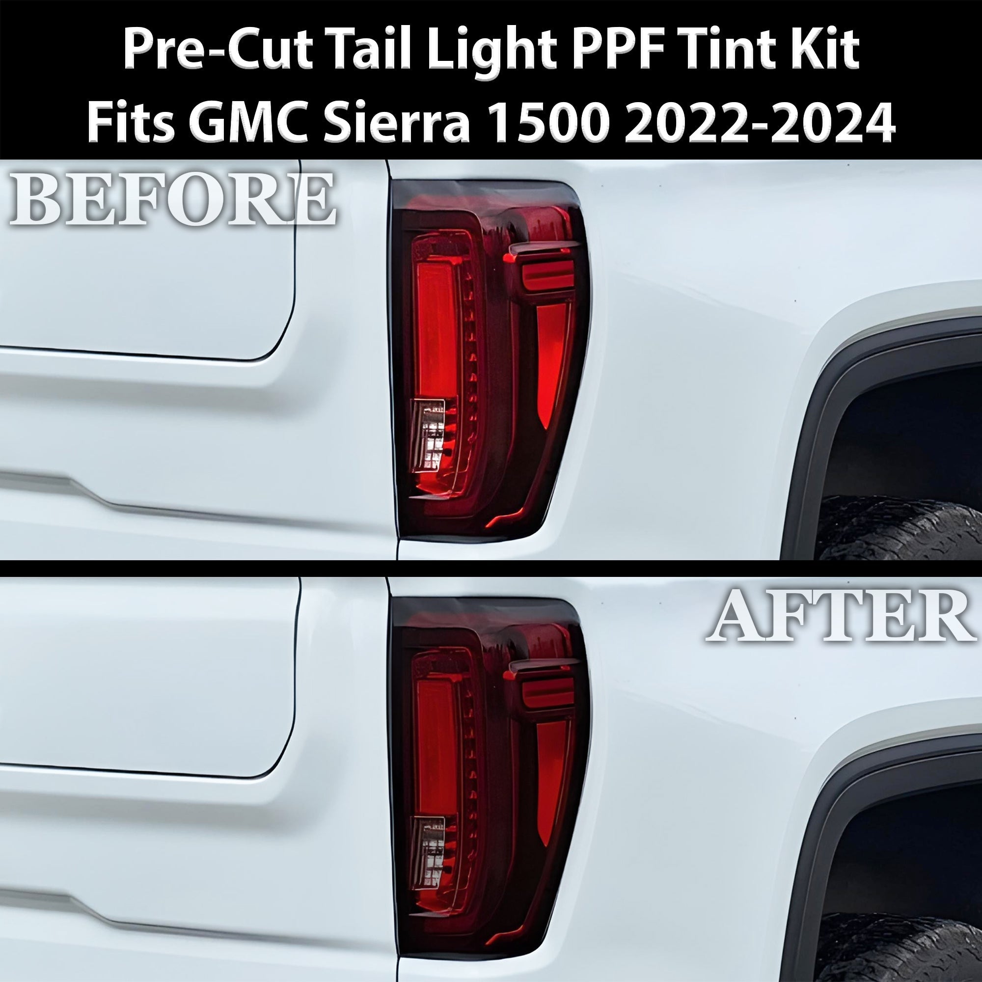 Full Headlight Taillight Precut Smoked PPF Tint Kit Film Overlay Fits GMC Sierra 2022-2025