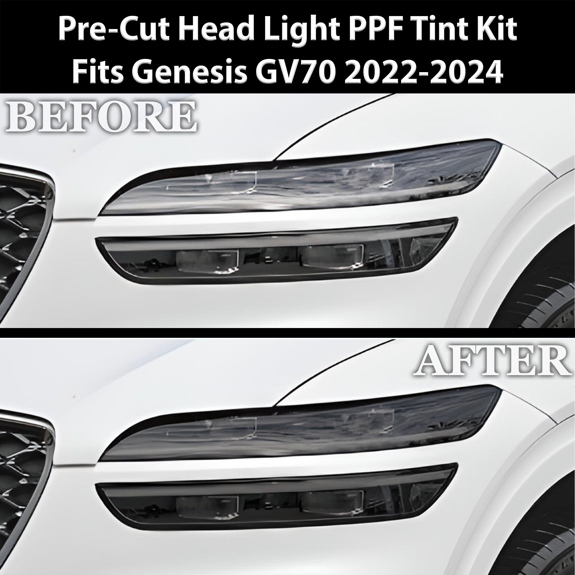 Full Headlight Taillight Precut Smoked PPF Tint Kit Film Overlay Fits Genesis GV70 2022-2025