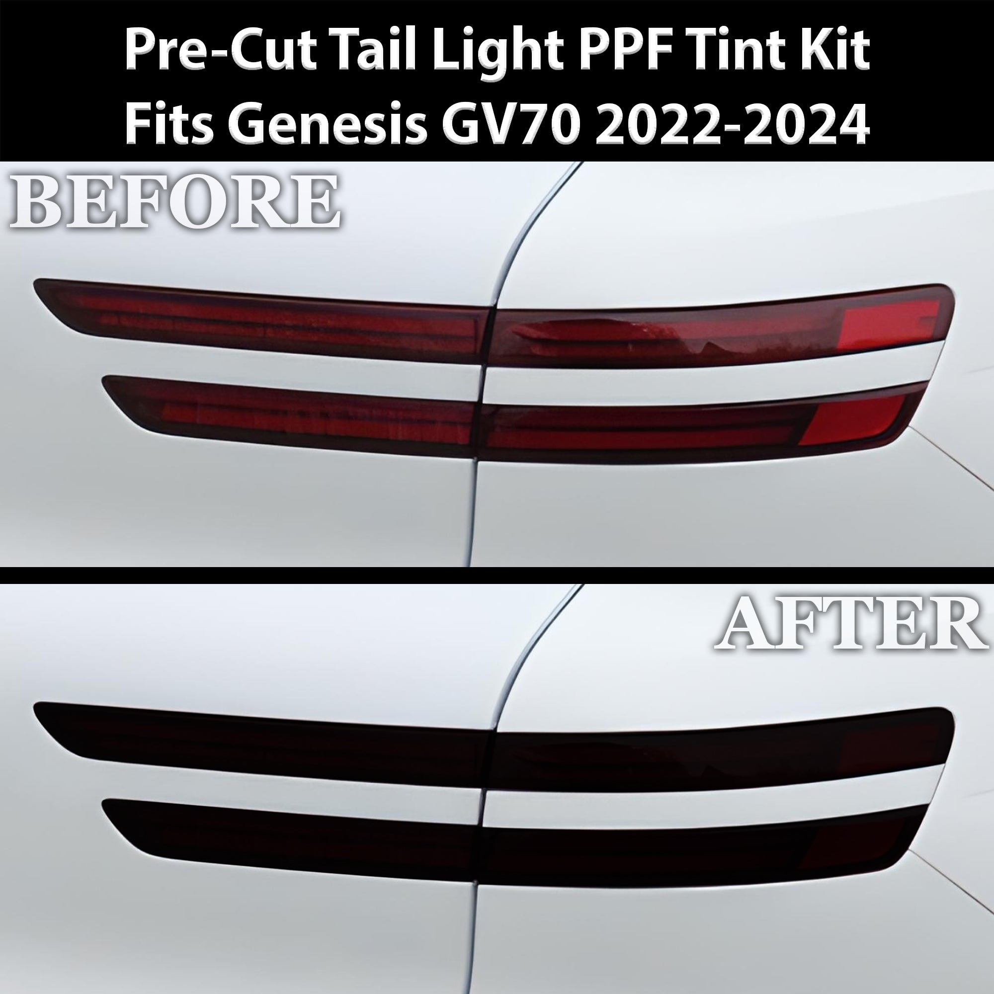 Full Headlight Taillight Precut Smoked PPF Tint Kit Film Overlay Fits Genesis GV70 2022-2025 - 0