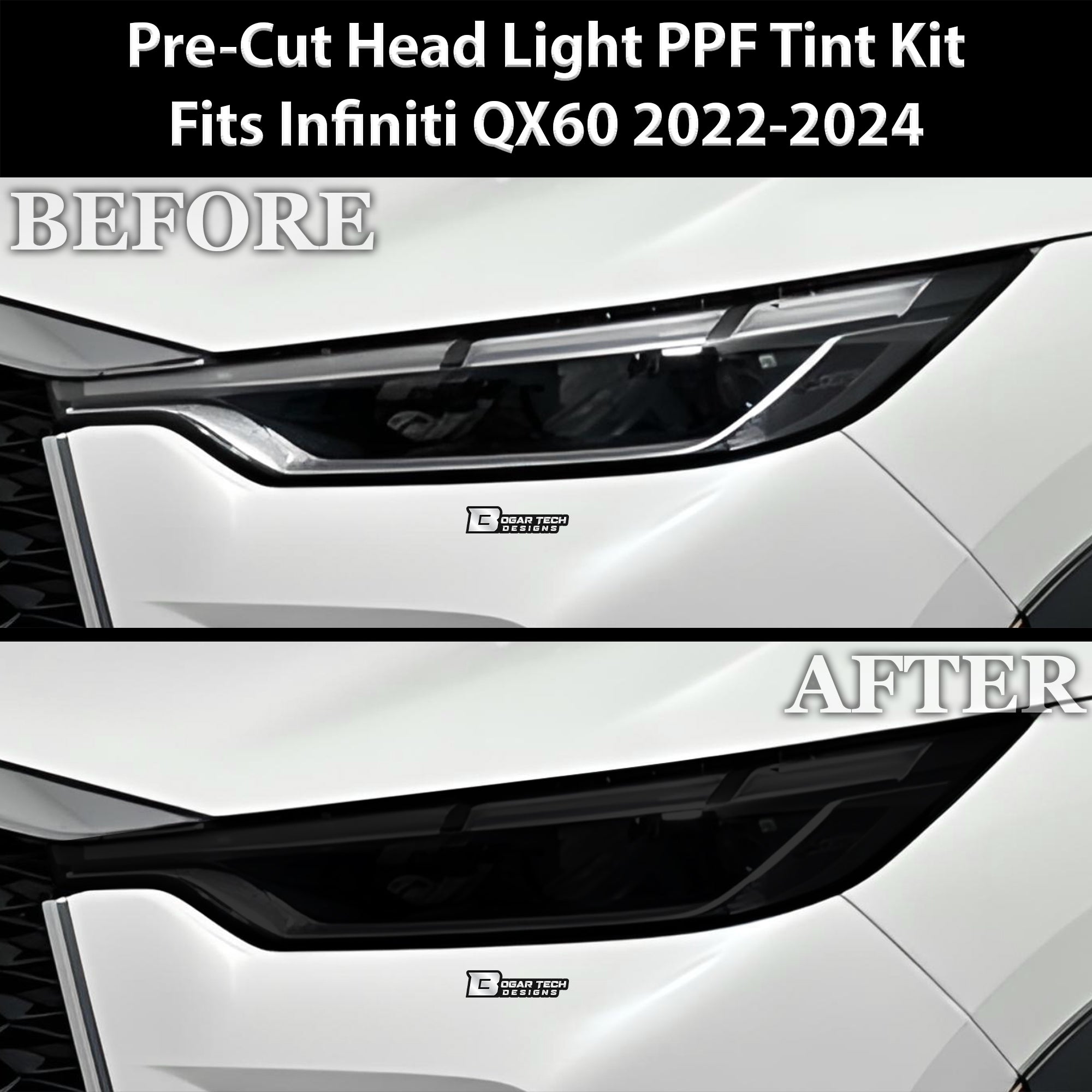 Full Headlight Taillight Precut Smoked PPF Tint Kit Film Overlay Fits Infiniti QX60 2022-2024