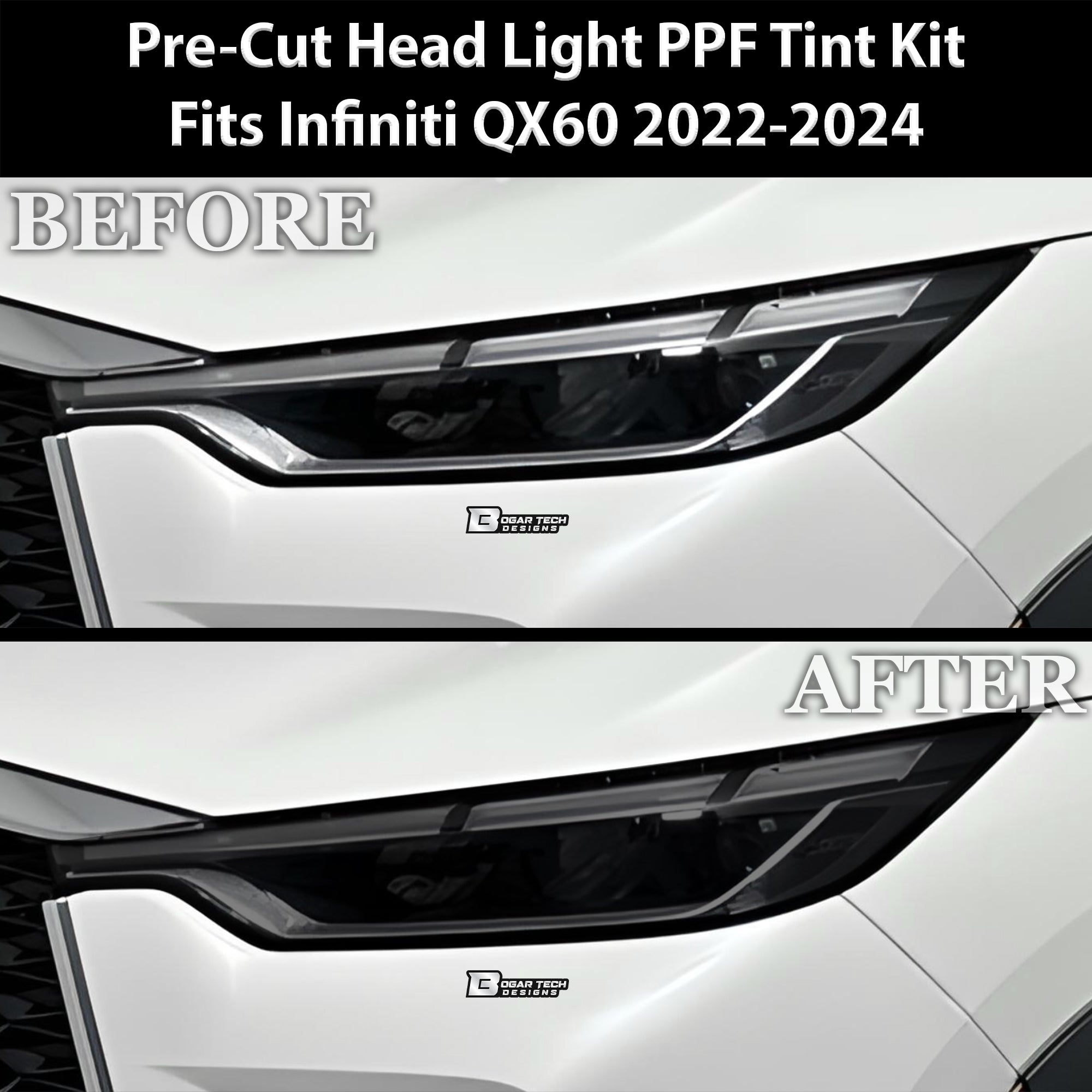 Full Headlight Taillight Precut Smoked PPF Tint Kit Film Overlay Fits Infiniti QX60 2022-2024