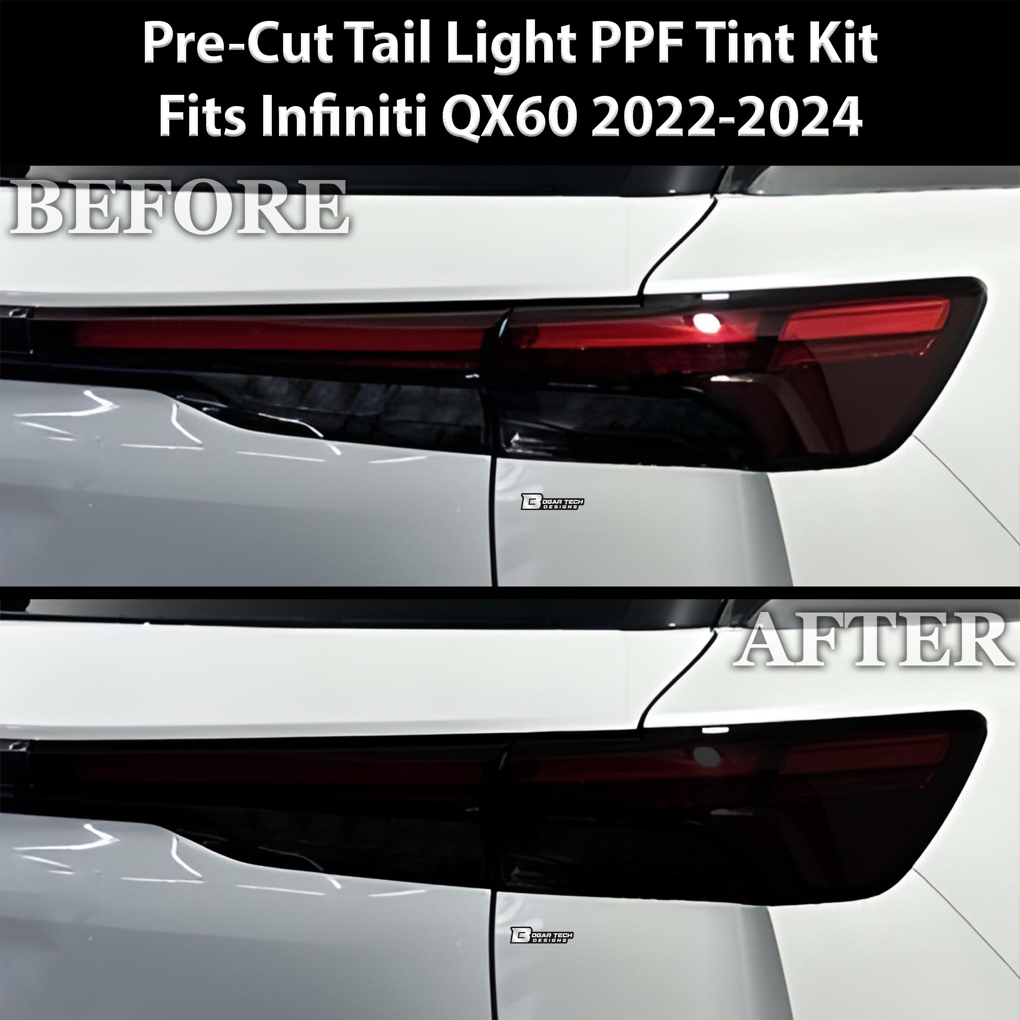 Full Headlight Taillight Precut Smoked PPF Tint Kit Film Overlay Fits Infiniti QX60 2022-2024 - 0