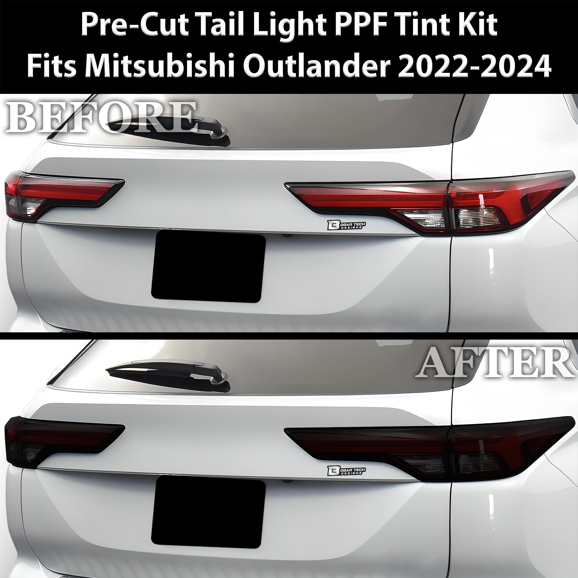 Full Headlight Taillight Precut Smoked PPF Tint Kit Film Overlay Fits Mitsubishi Outlander 2022-2025 - 0