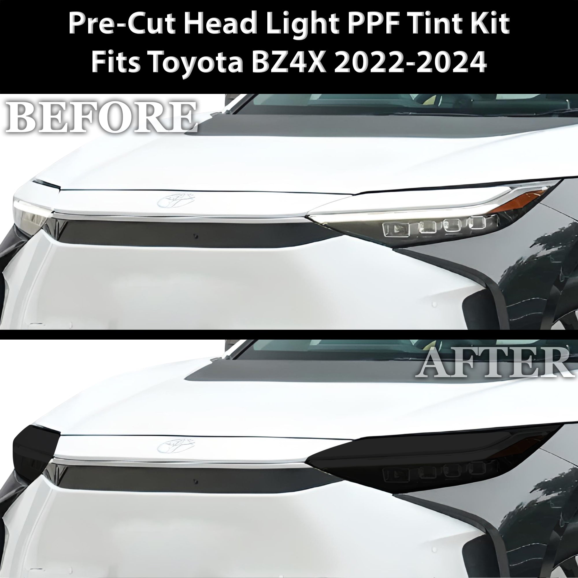 Full Headlight Taillight Precut Smoked PPF Tint Kit Film Overlay Fits Toyota BZ4X 2022-2025