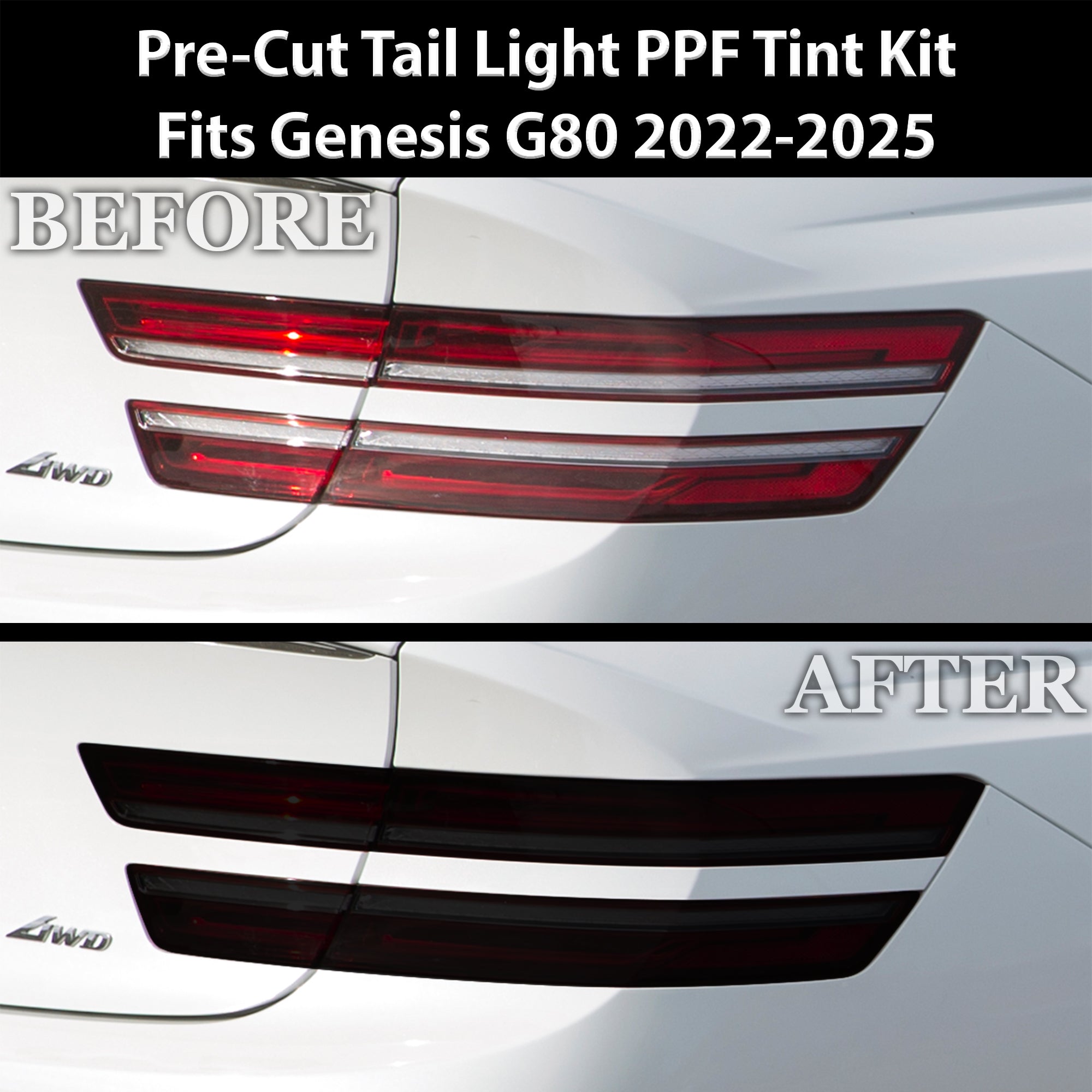 Full Headlight Taillight Precut Smoked PPF Tint Kit Film Overlay Fits Genesis G80 2022-2025 - 0