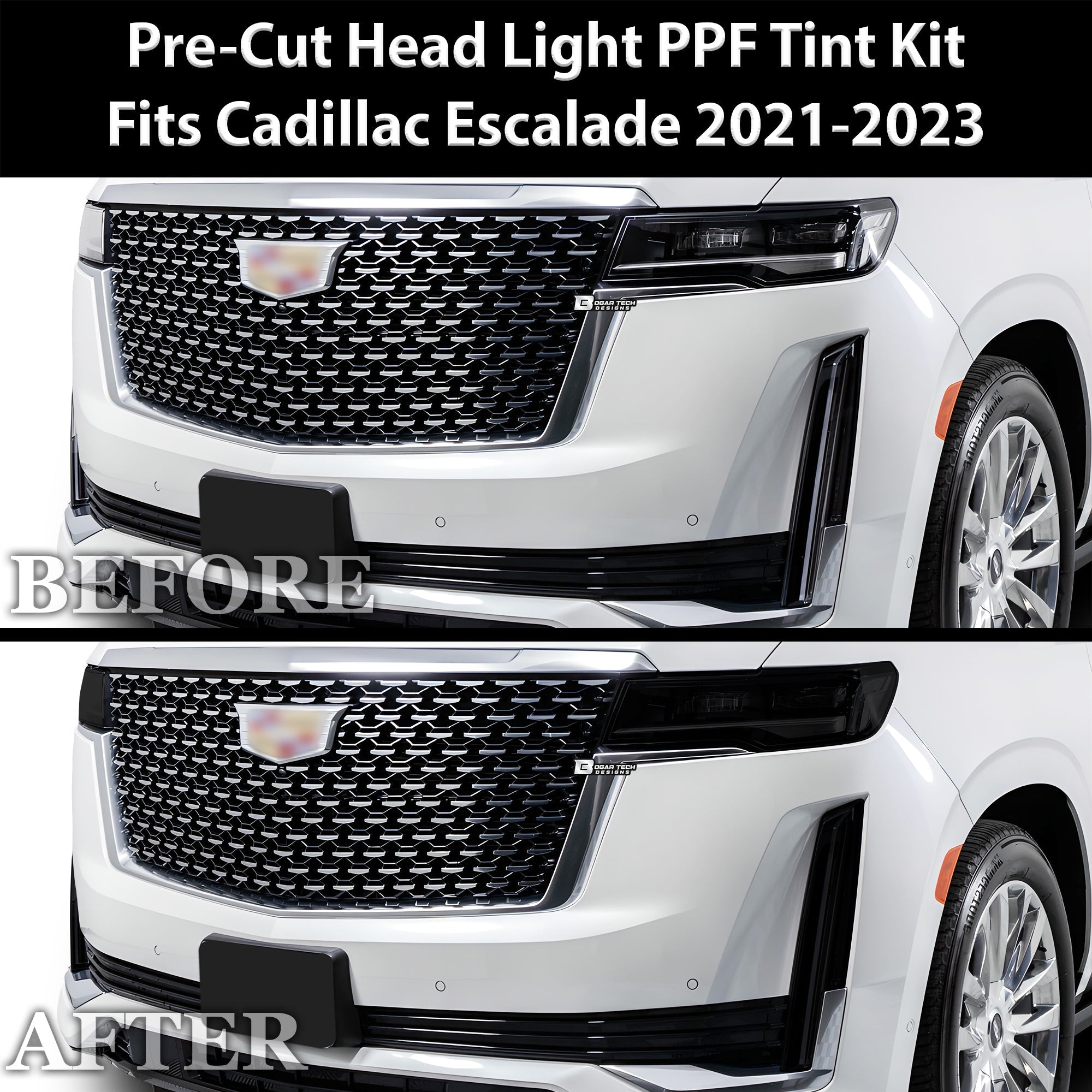 Full Headlight Taillight Precut Smoked PPF Tint Kit Film Overlay Fits Cadillac Escalade 2021-2025