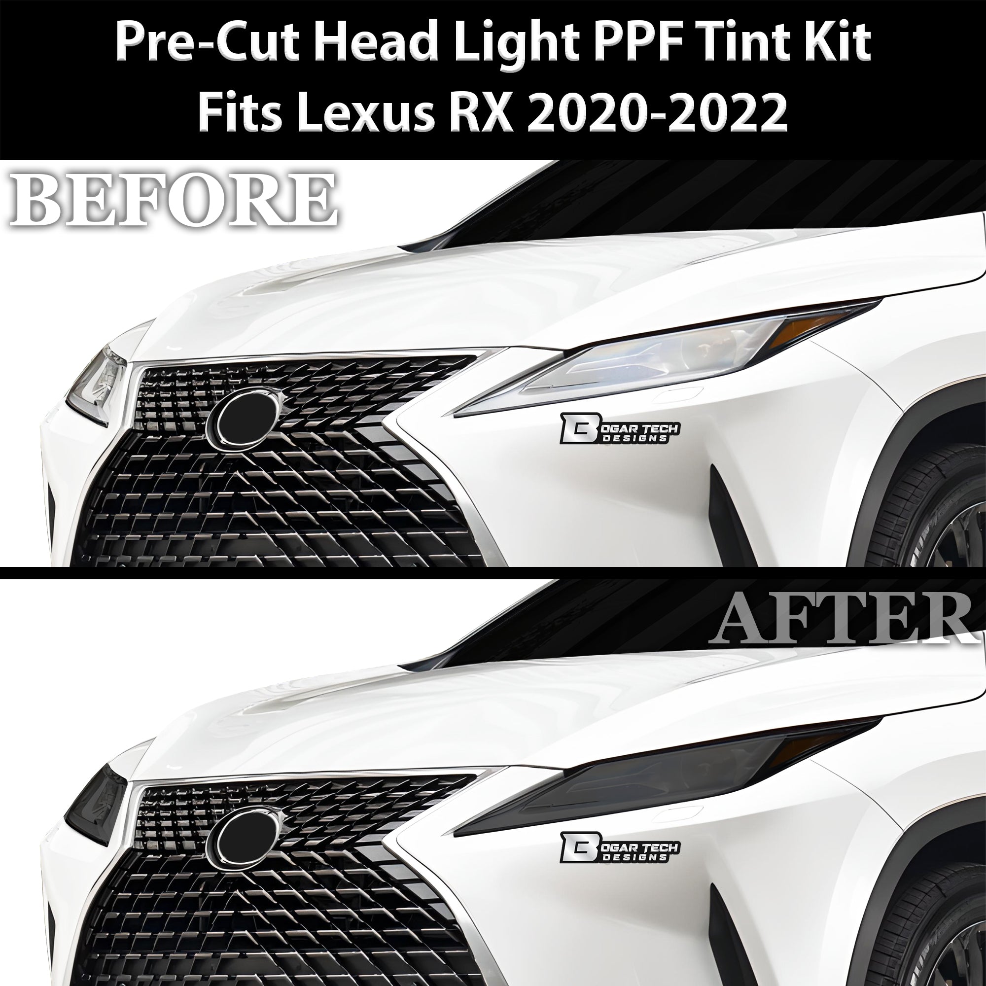 Full Headlight Taillight Precut Smoked PPF Tint Kit Film Overlay Fits Lexus RX 2016-2022