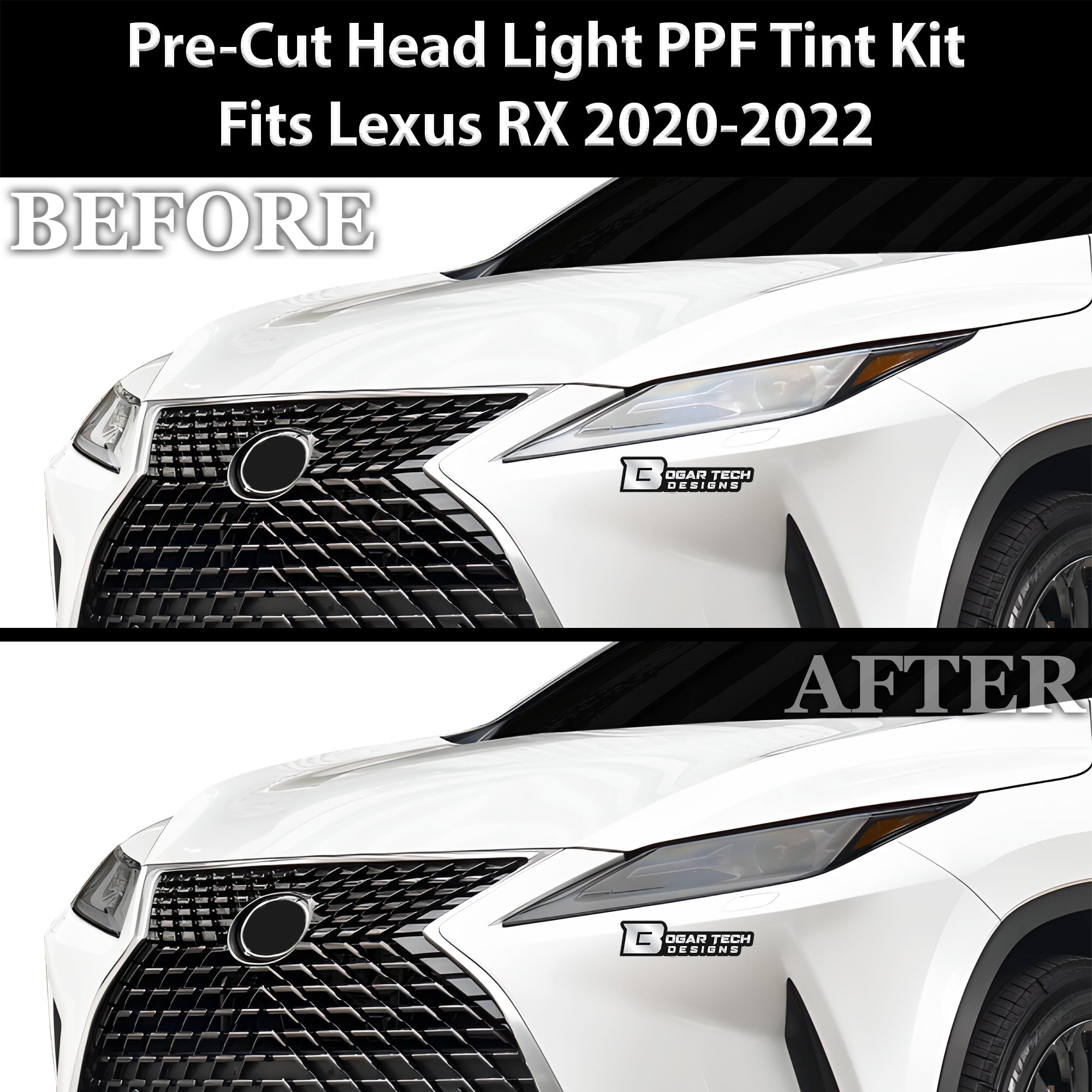 Full Headlight Taillight Precut Smoked PPF Tint Kit Film Overlay Fits Lexus RX 2016-2022