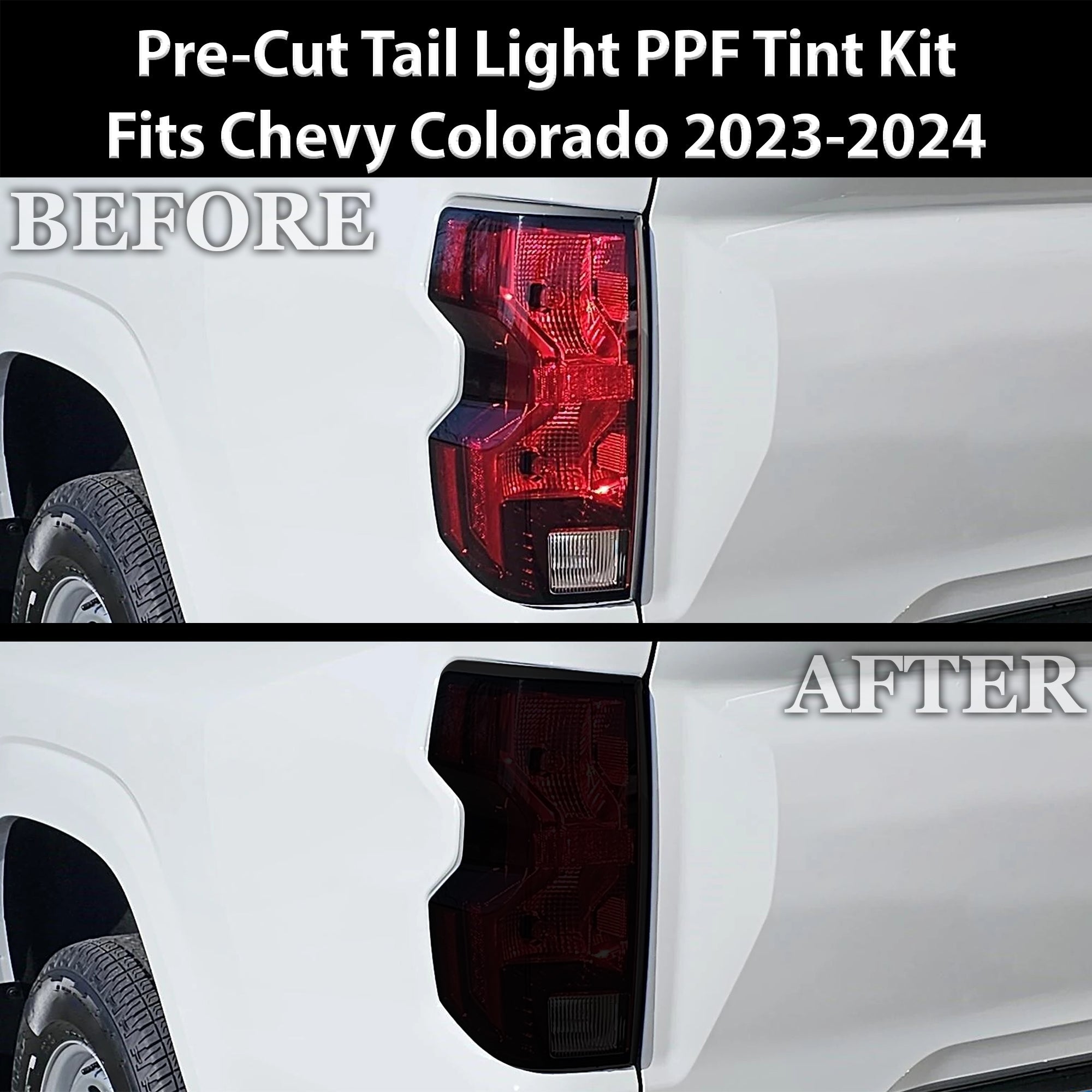Full Headlight Taillight Precut Smoked PPF Tint Kit Film Overlay Fits Chevrolet Colorado 2023-2025 - 0