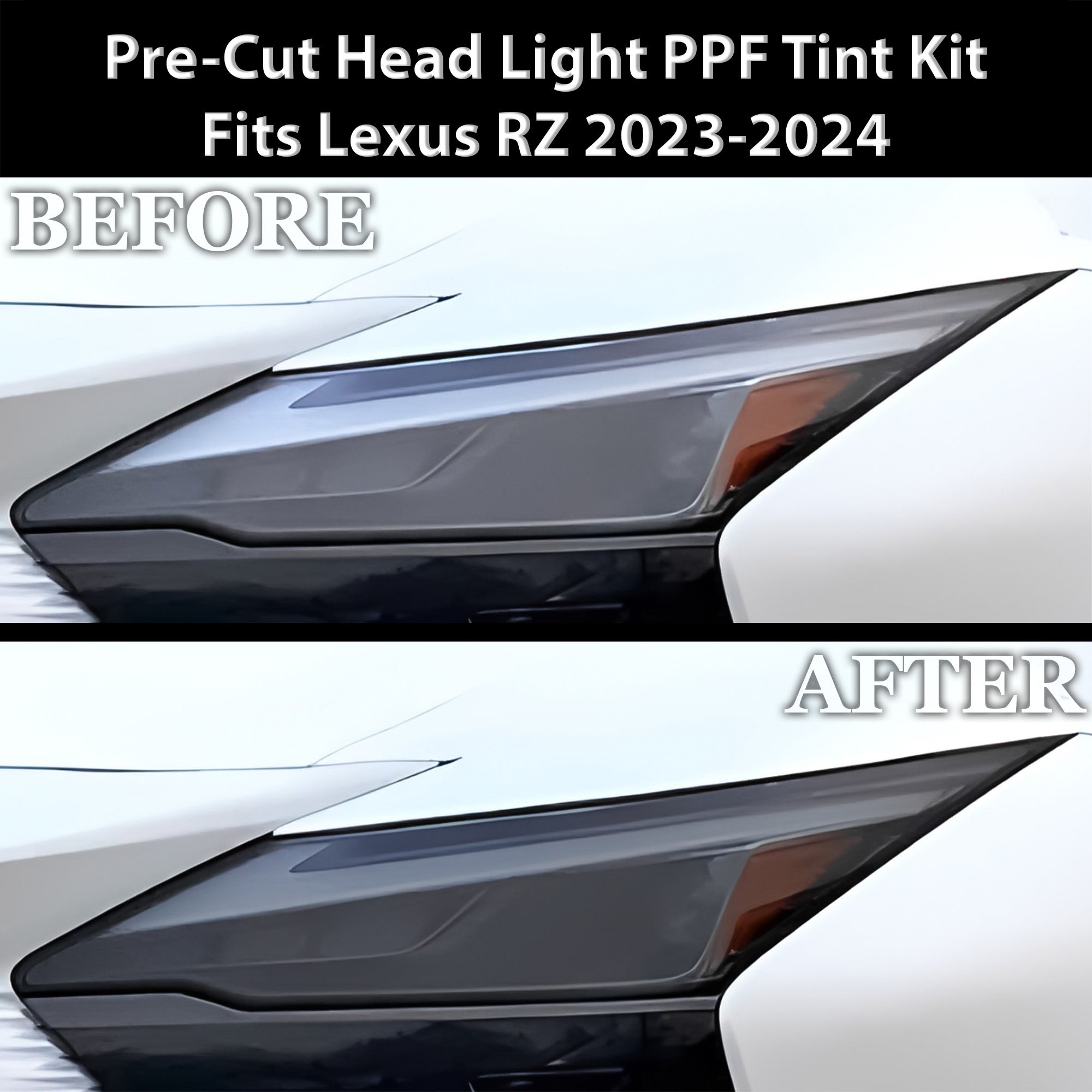 Full Headlight Taillight Precut Smoked PPF Tint Kit Film Overlay Fits Lexus RZ 2023-2025