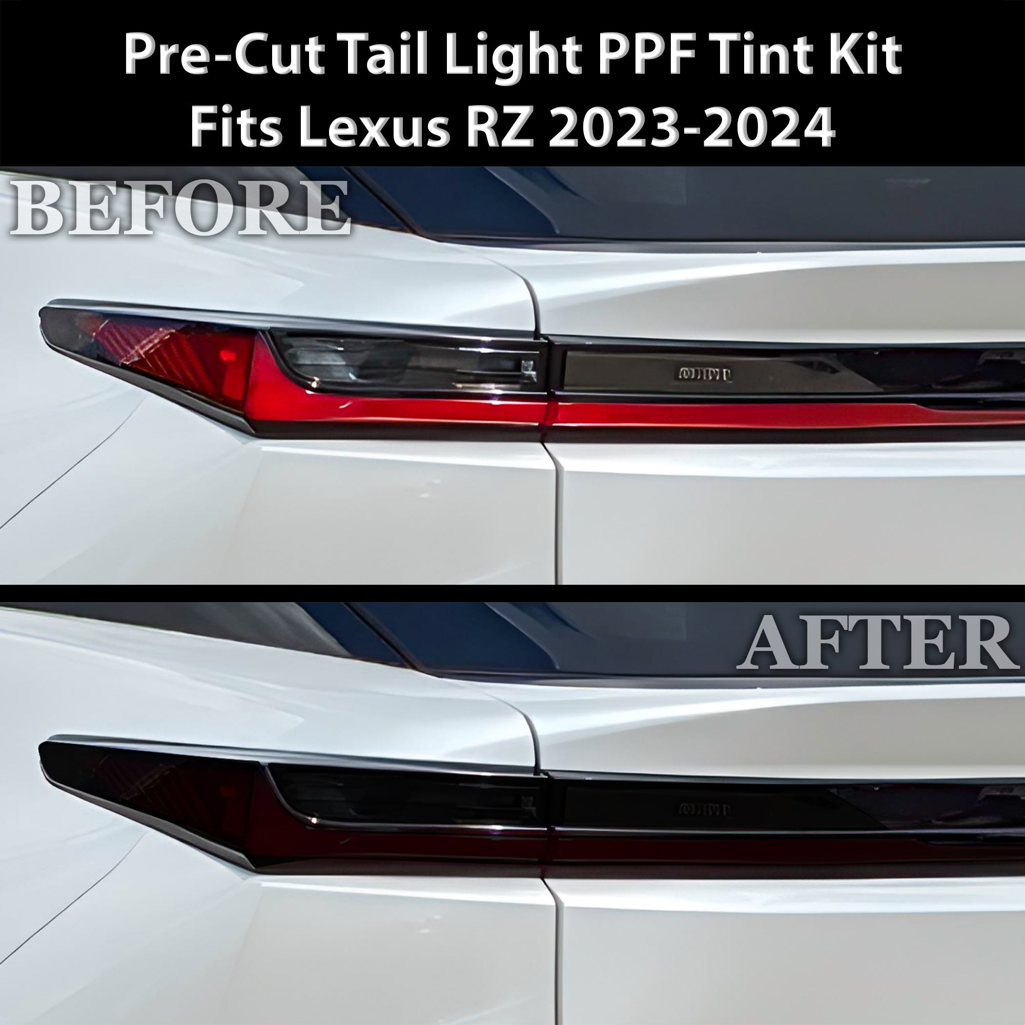 Full Headlight Taillight Precut Smoked PPF Tint Kit Film Overlay Fits Lexus RZ 2023-2025 - 0