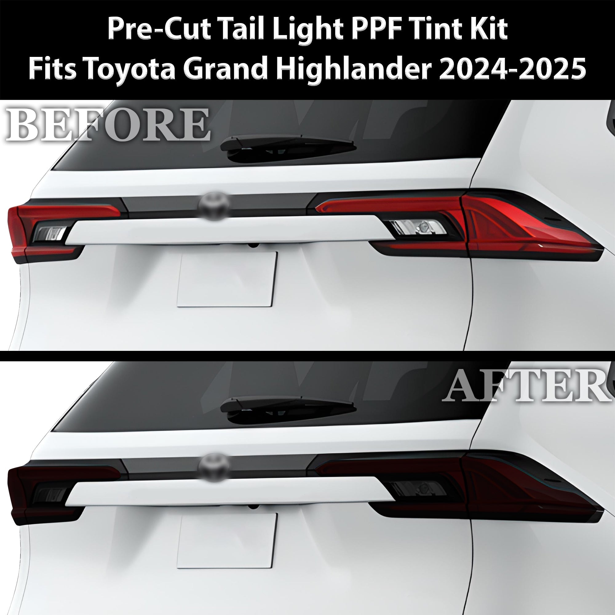 Full Headlight Taillight Precut Smoked PPF Tint Kit Film Overlay Fits Toyota Grand Highlander 2024-2025 - 0